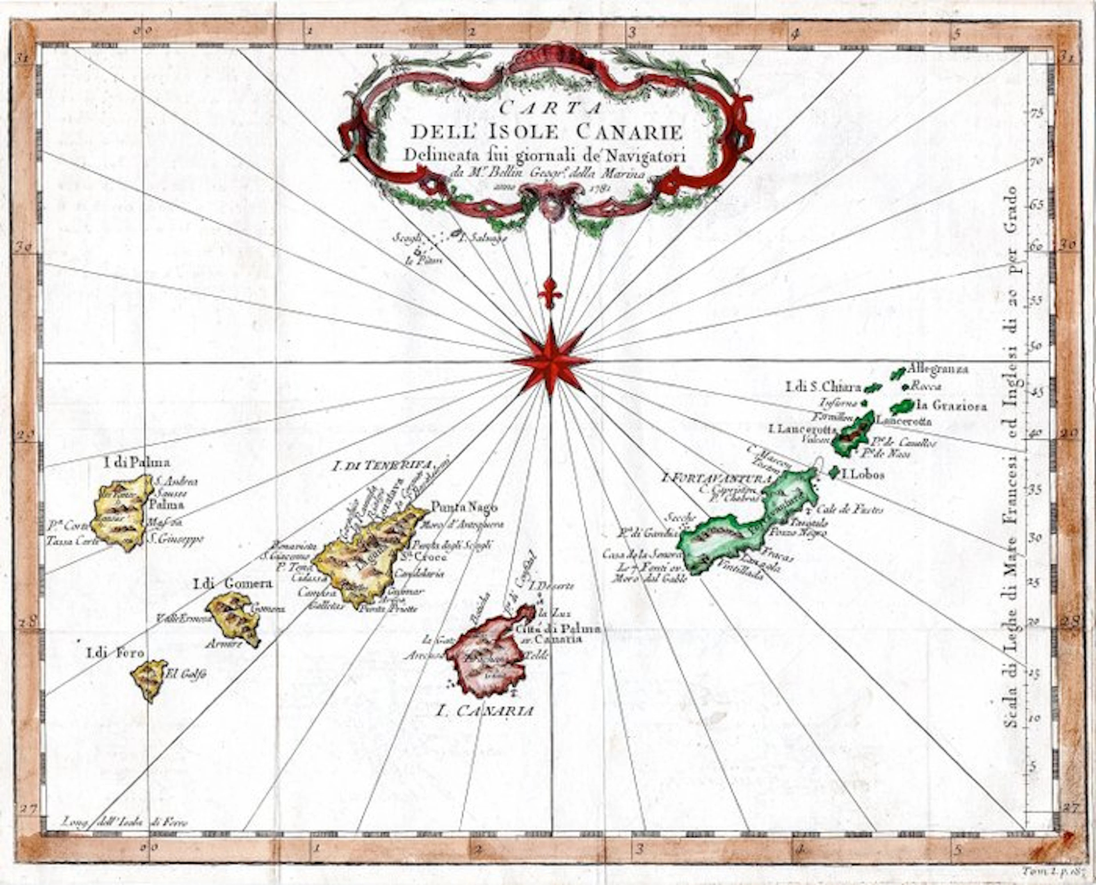 Spain - Canary Islands; Formaleoni - Carta dell'Isole Canarie - 1781