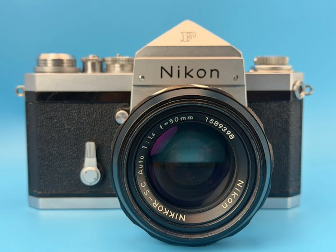 Nikon F 35mm SLR film camera with a Nikkor-S.C Auto 50mm...