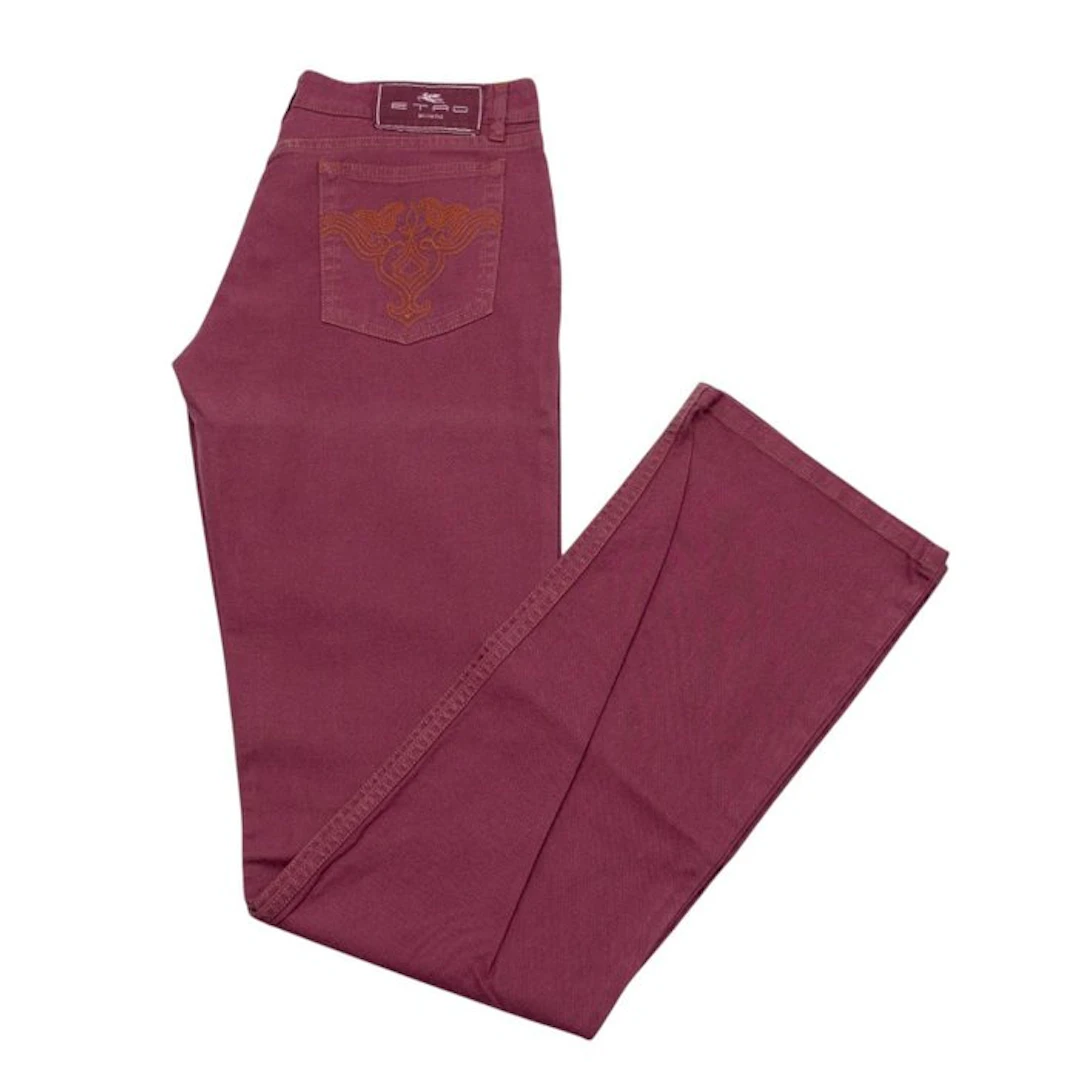 ETRO MILANO - 47 IT - Washed Wine Cotton Denim Regular...