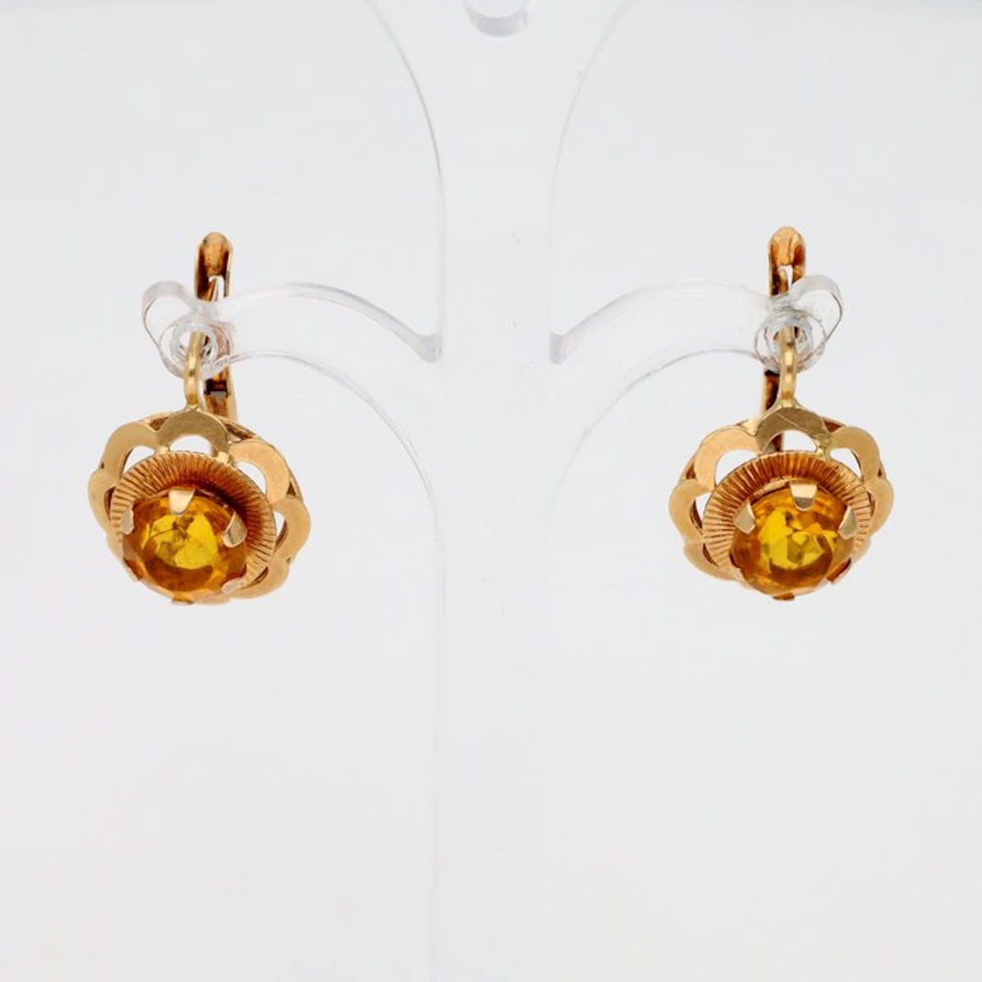 Earrings - 18 kt. Yellow gold Citrine