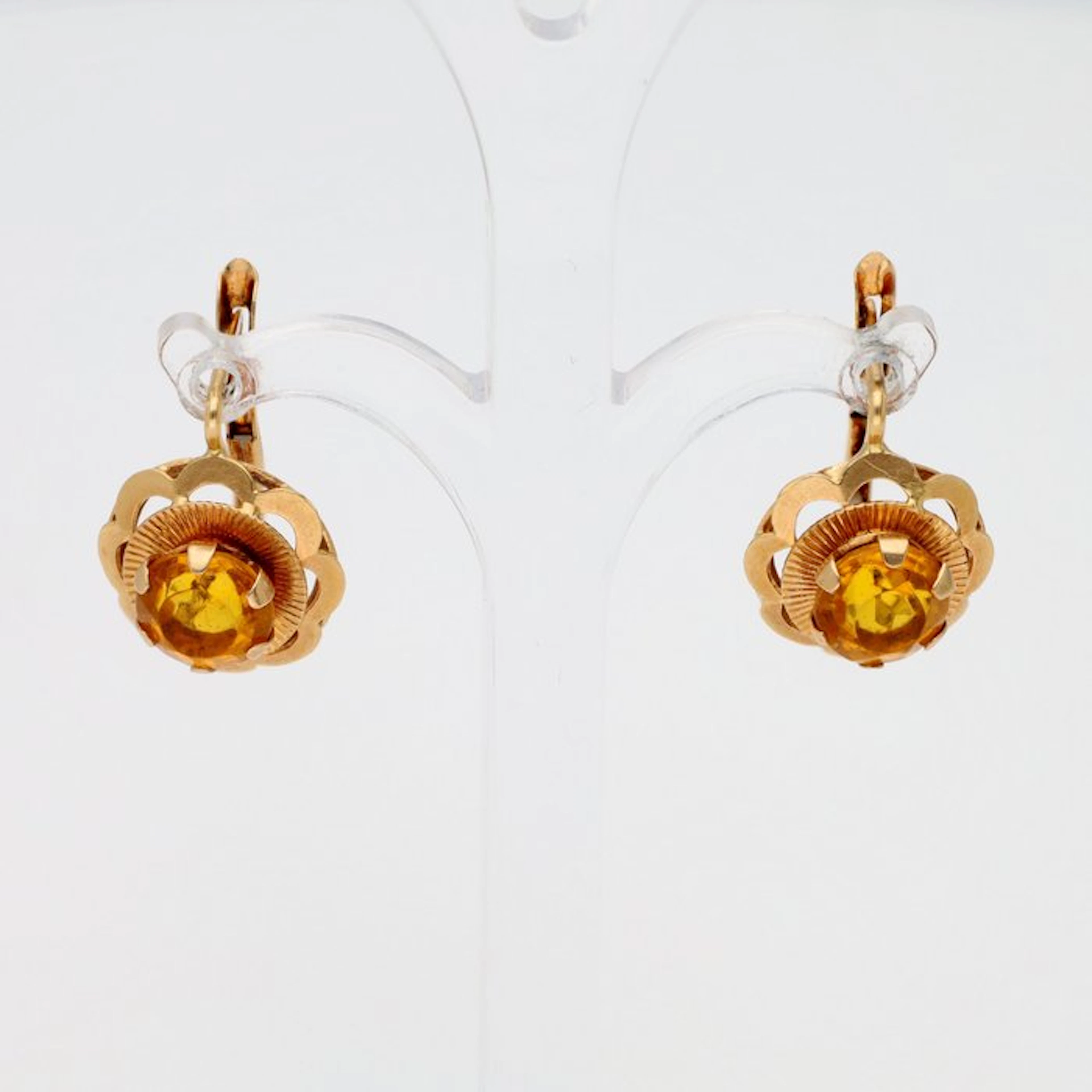 Earrings - 18 kt. Yellow gold Citrine