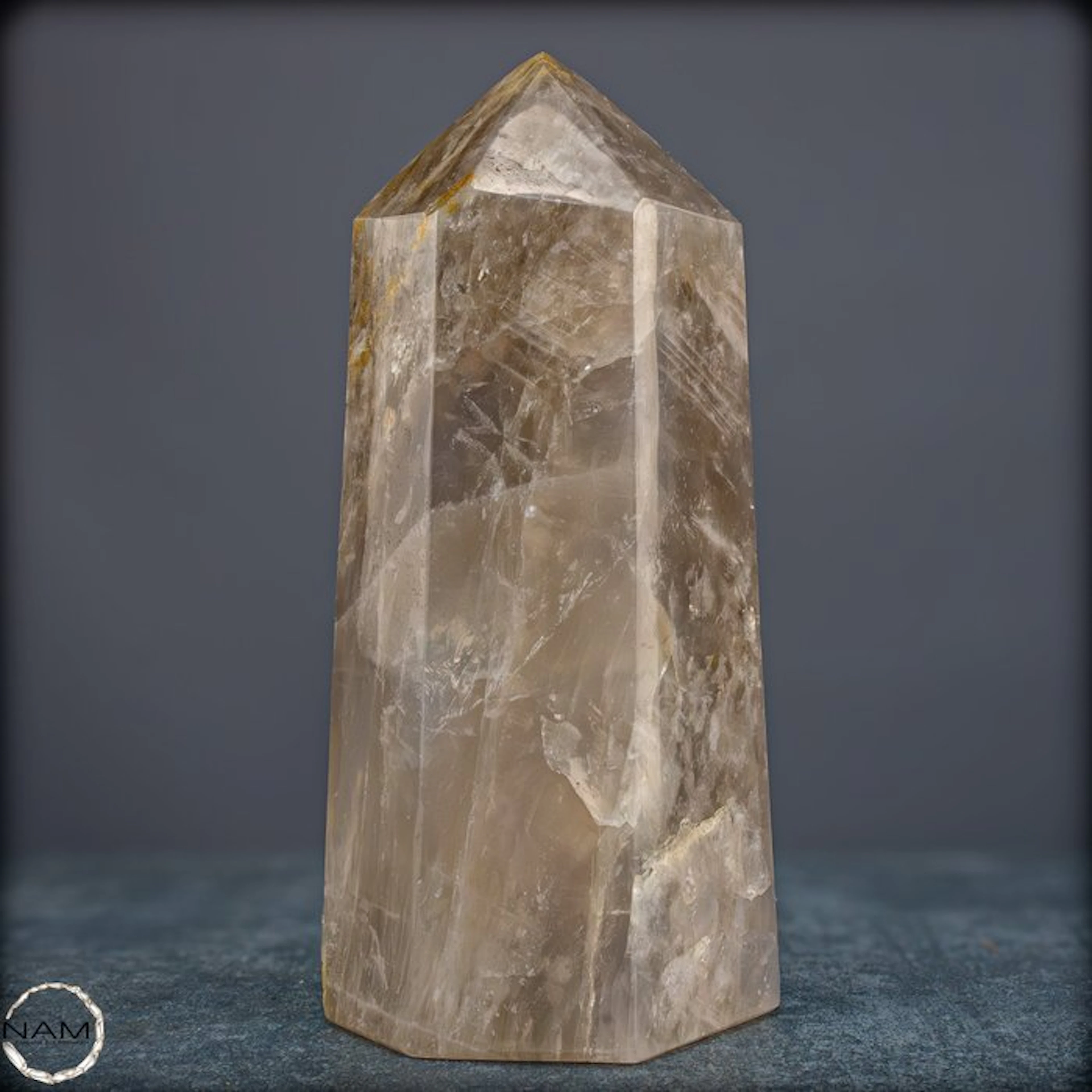 Natural smoky quartz obelisk – Warm transparency with...