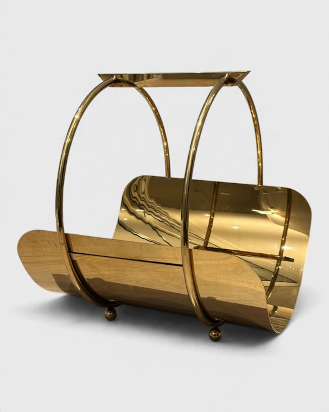Magazine rack - Gilt brass - Large plant stand
