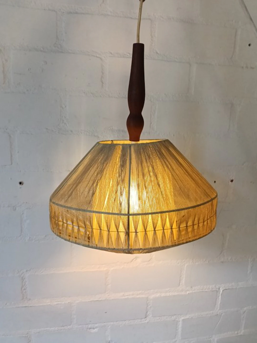 Lamp - rope, teakwood, plastic