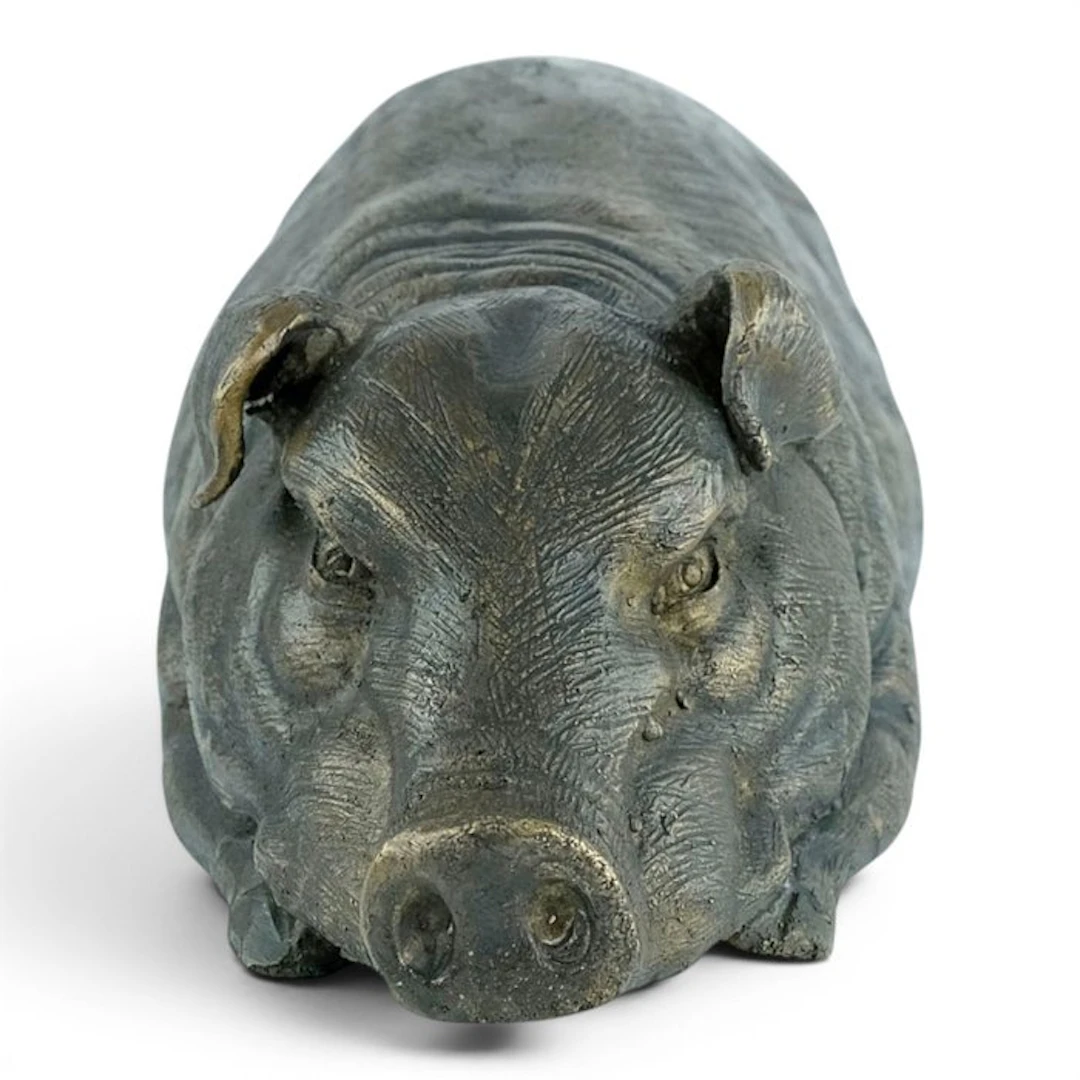 Sculpture, Reclining Pig - 44 cm in length - 11 cm - Bronze