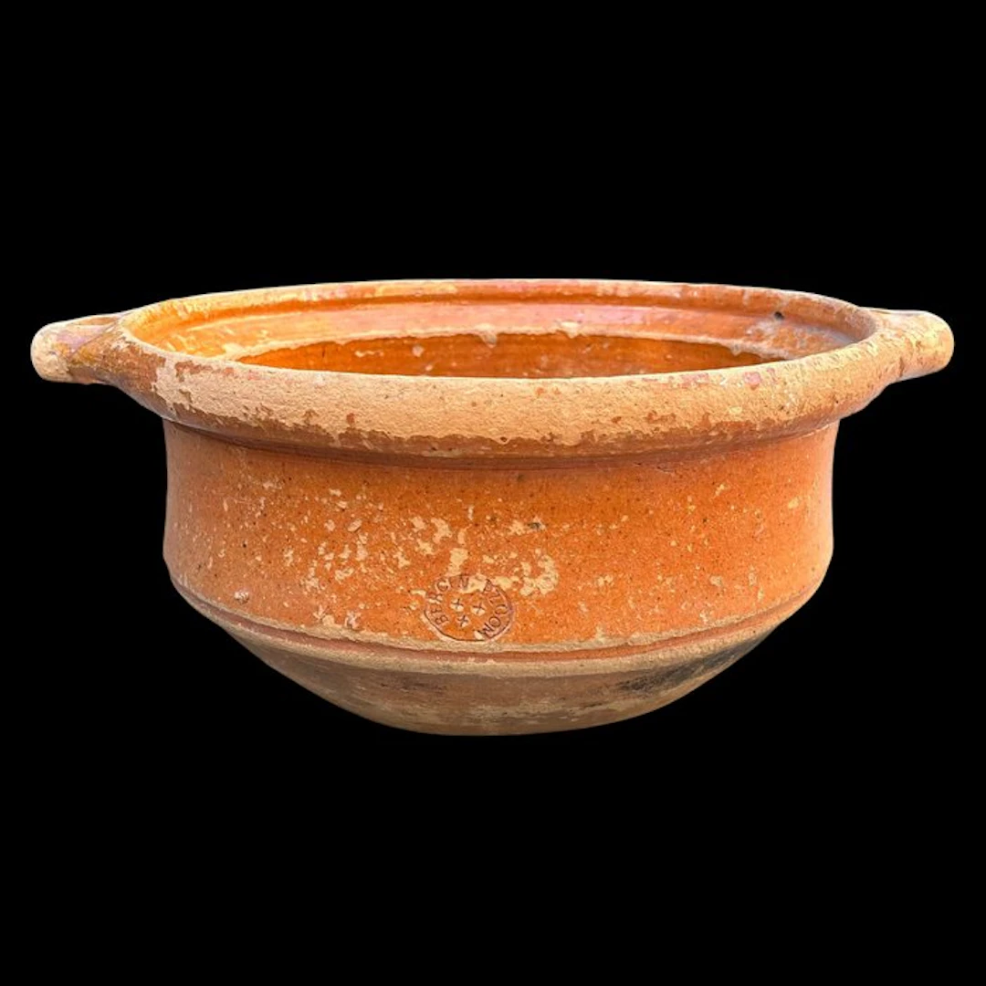 Post-medieval red-bodied earthenware Stove pan or cooking...