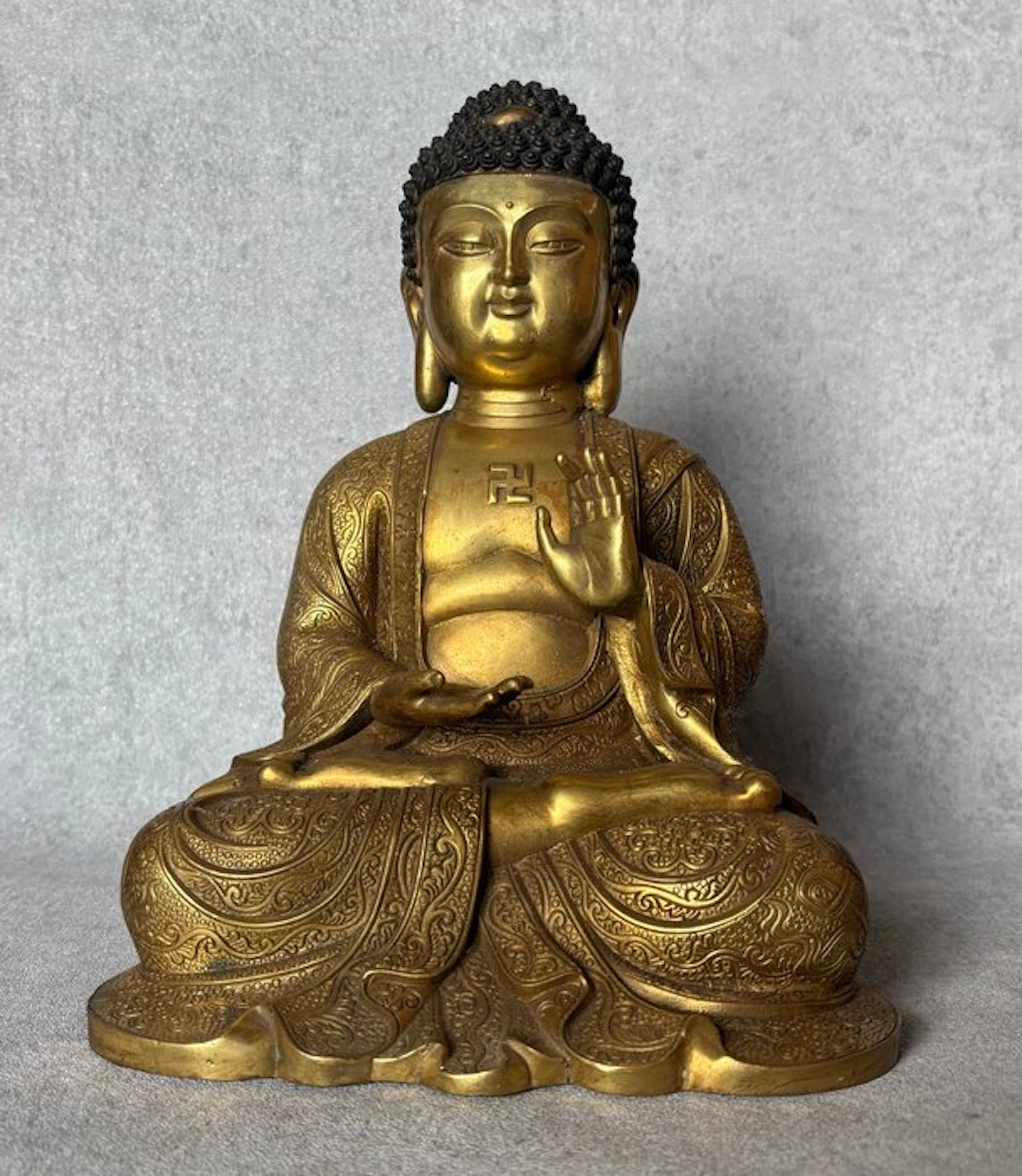 Boeddha 27.5 cm / 3.2 kg - Gilded bronze - Asia