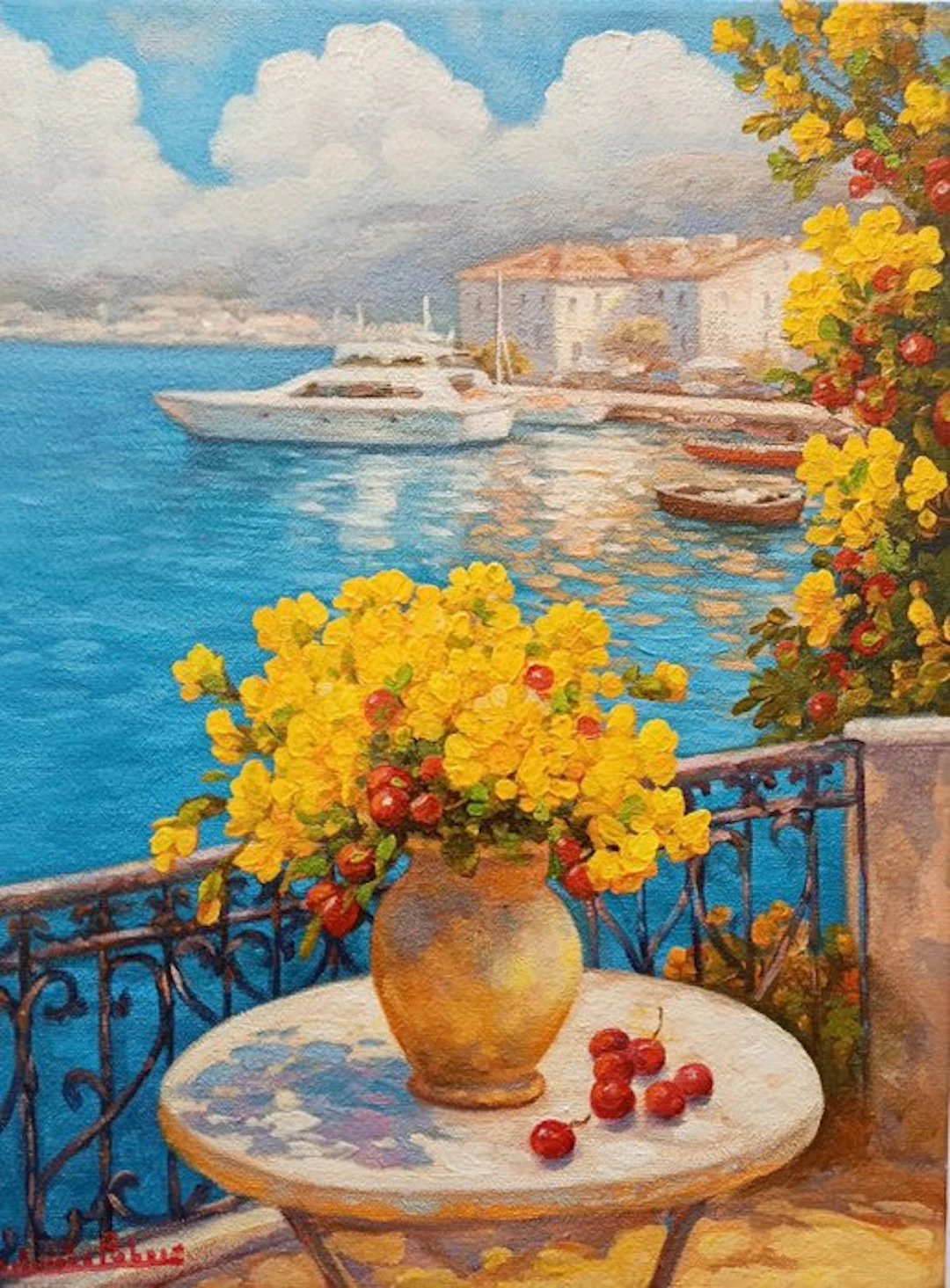 Gabriele Fabris (1958) - Scorcio sul Lago (paesaggio mediterraneo)