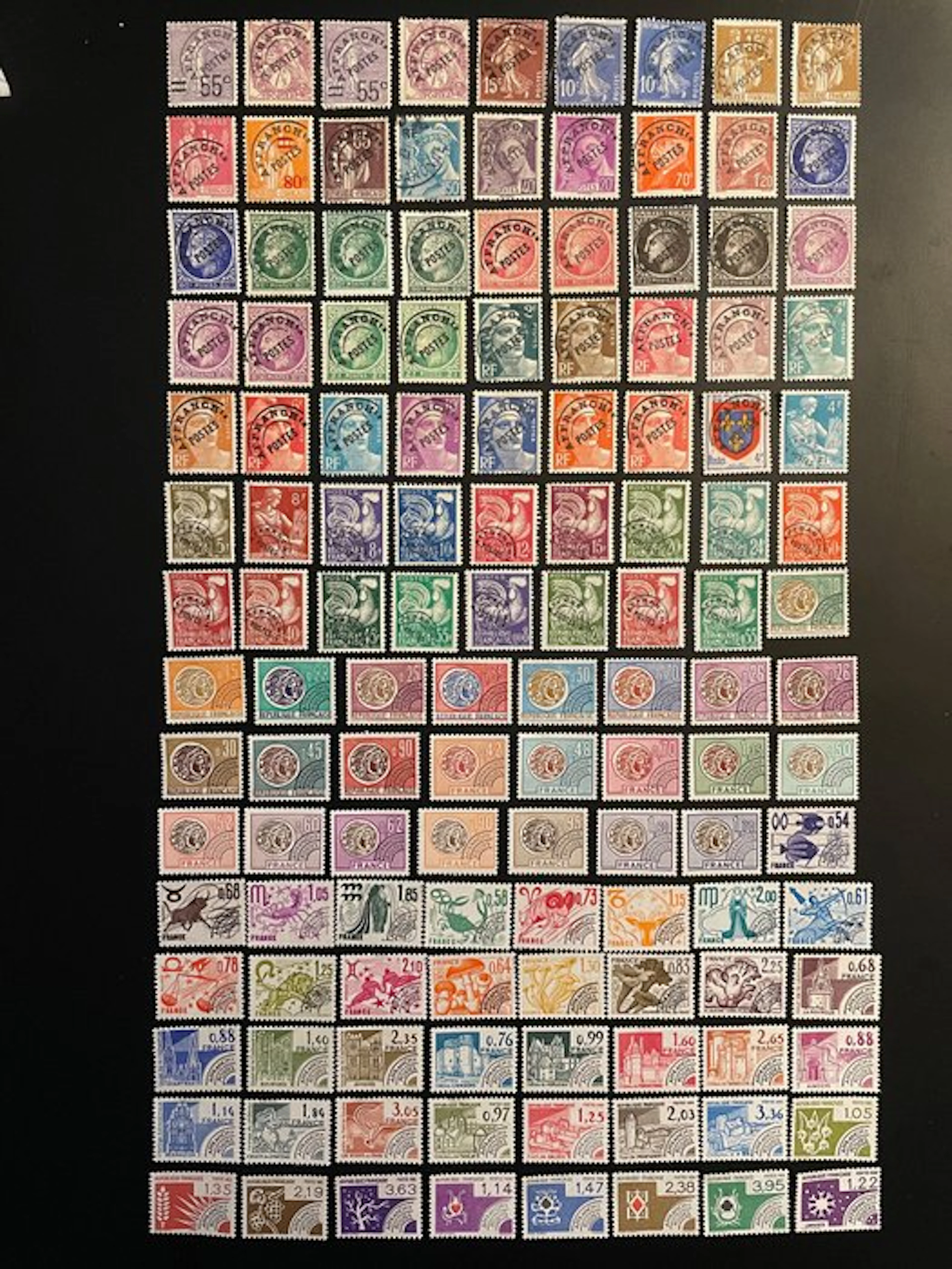 France - 1922/1996 pre-obliterated stamps, numbers between 42 and 253. - Yvert