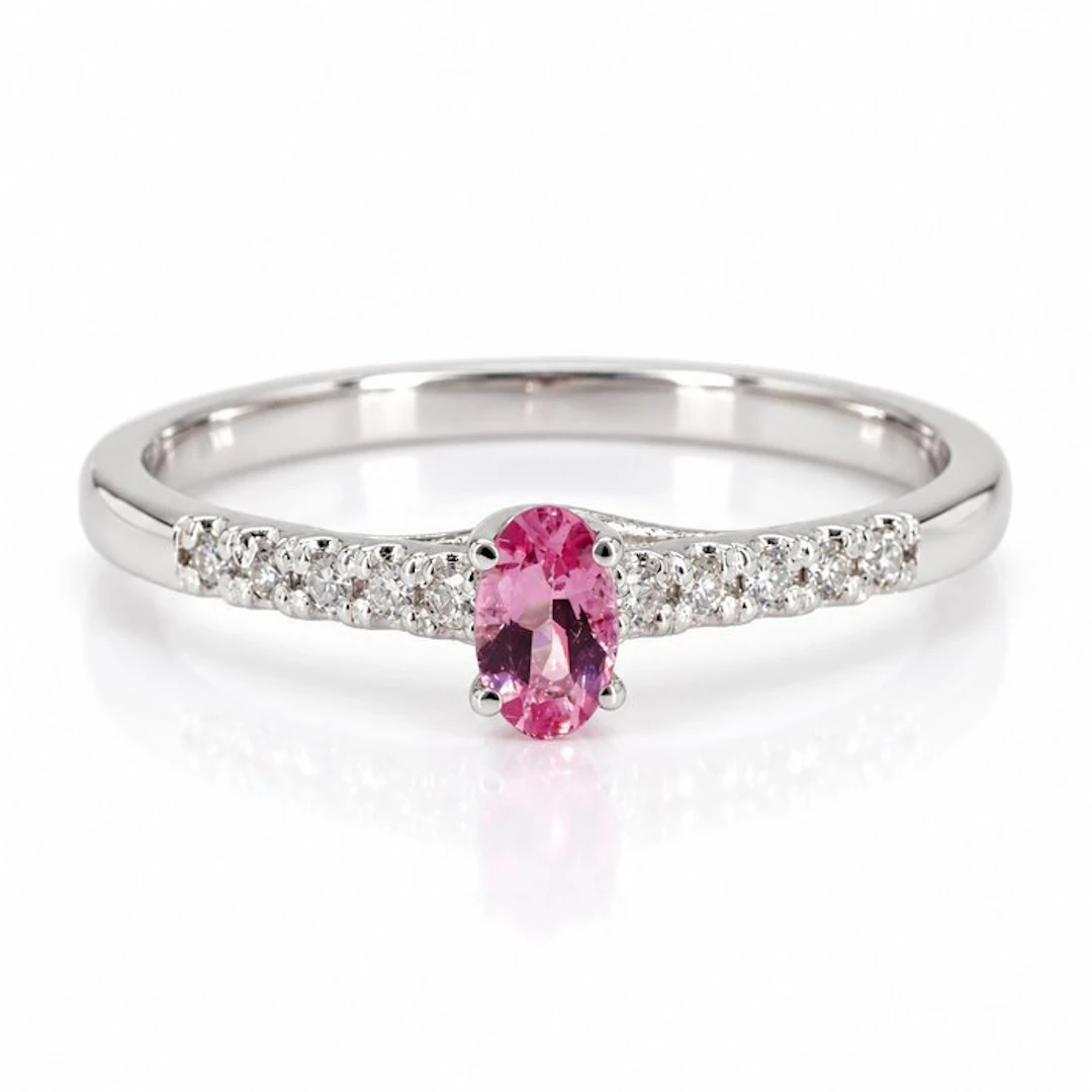 Ring - 18 kt. White gold Sapphire - Diamond