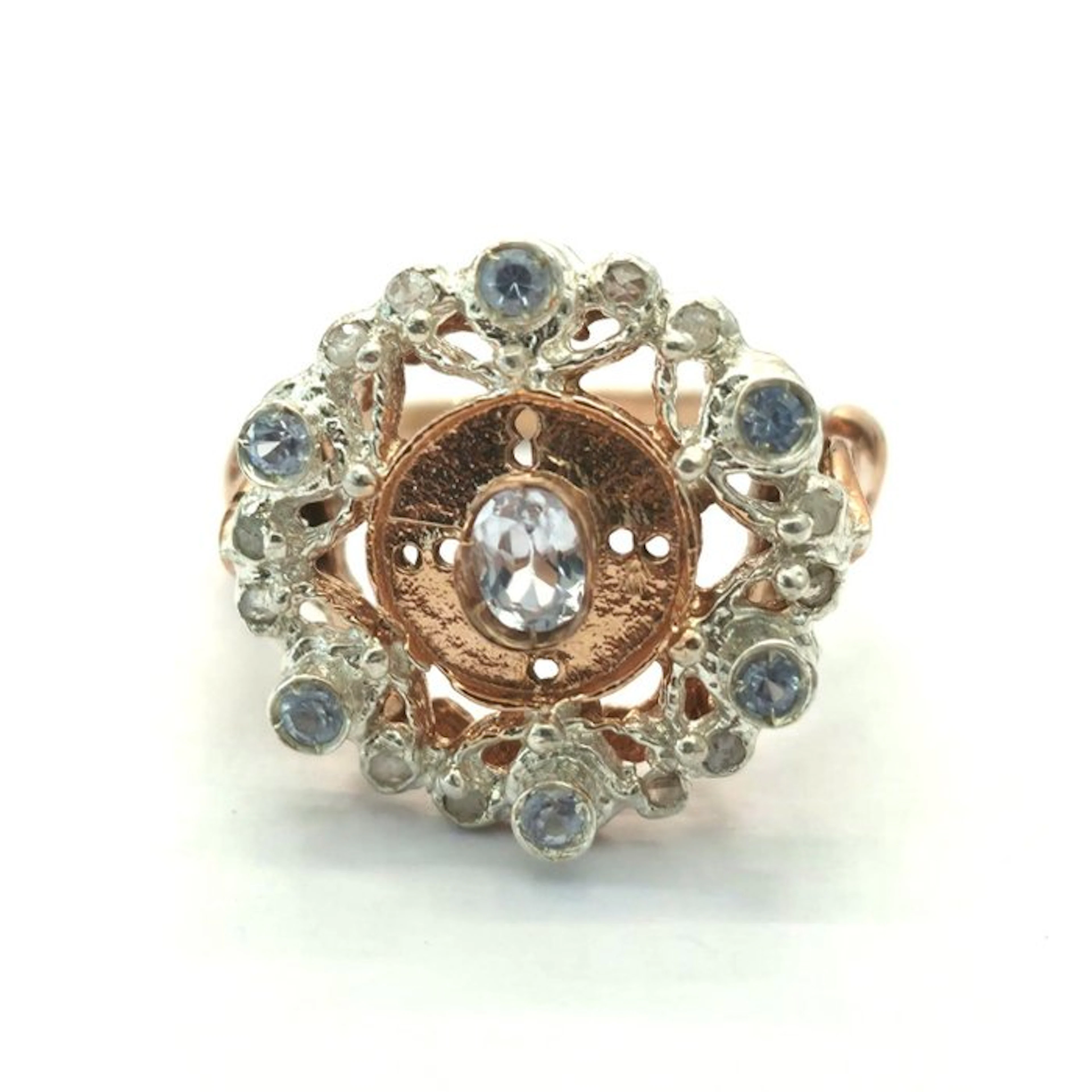 No reserve price - Ring - 9 kt. Rose gold, Silver Spinel - Diamond