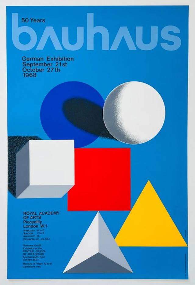 Herbert Bayer - 50 Years Bauhaus, Screen-printed Exhibition Poster