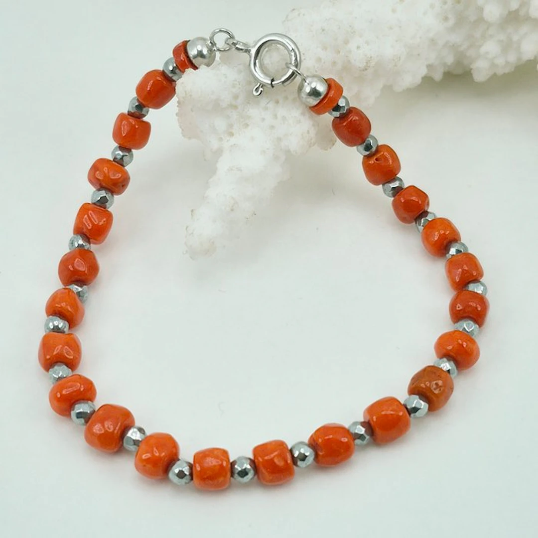 Coral - Silver, No Reserve - Bracelet - CORALLO MEDITERRANEO