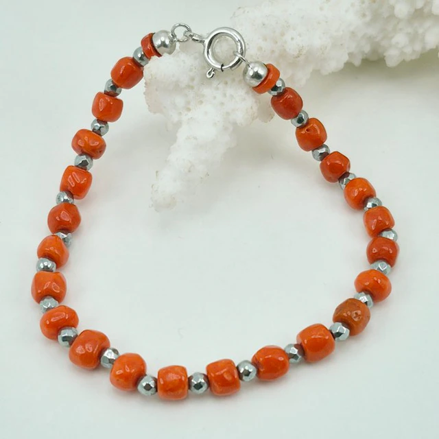 Coral - Silver, No Reserve - Bracelet - CORALLO MEDITERRANEO