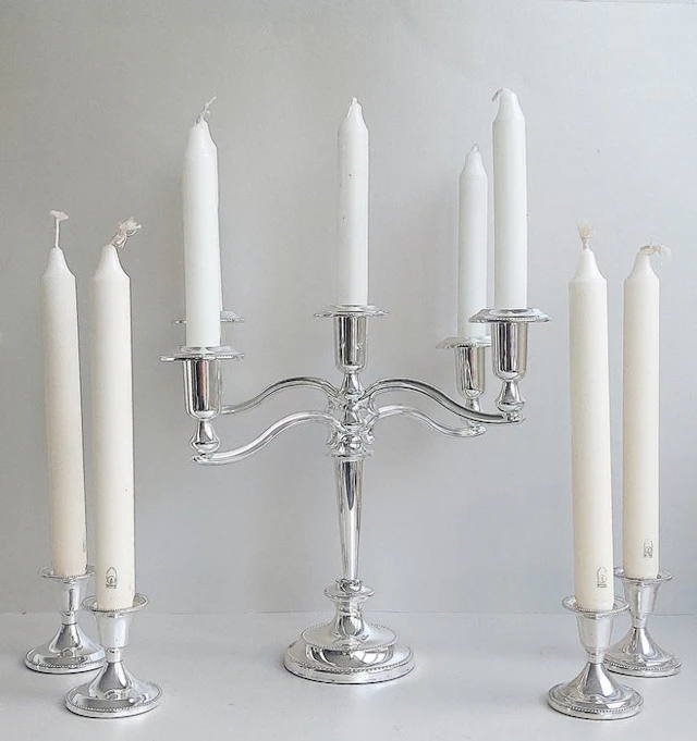 Candleholder (5) - Silverplated - silver-plated candlesticks