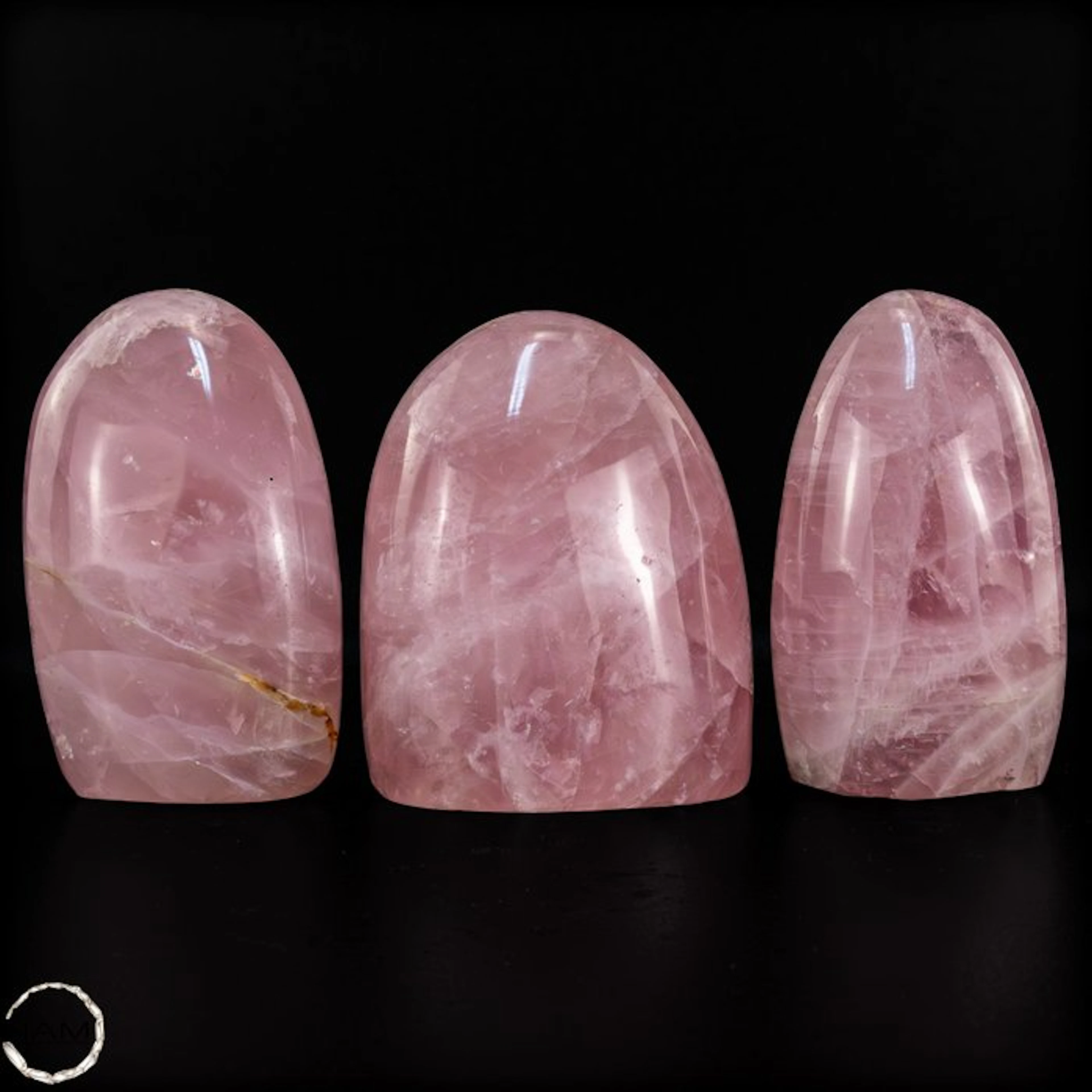 Rose Quartz Freeform Set – Elegant trio of delicately pink natural quartz