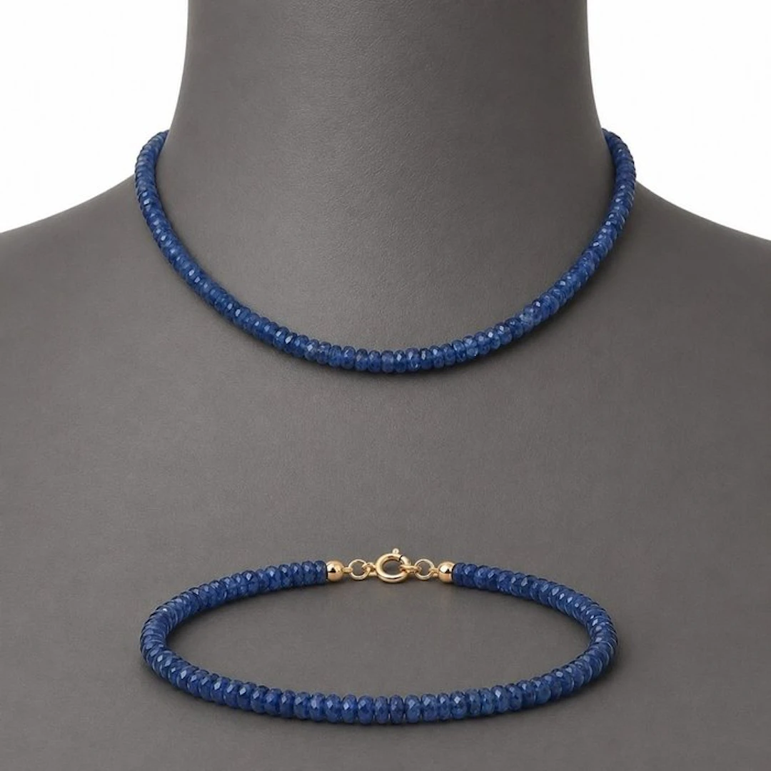 Sapphire - Silver - 2 piece jewellery set