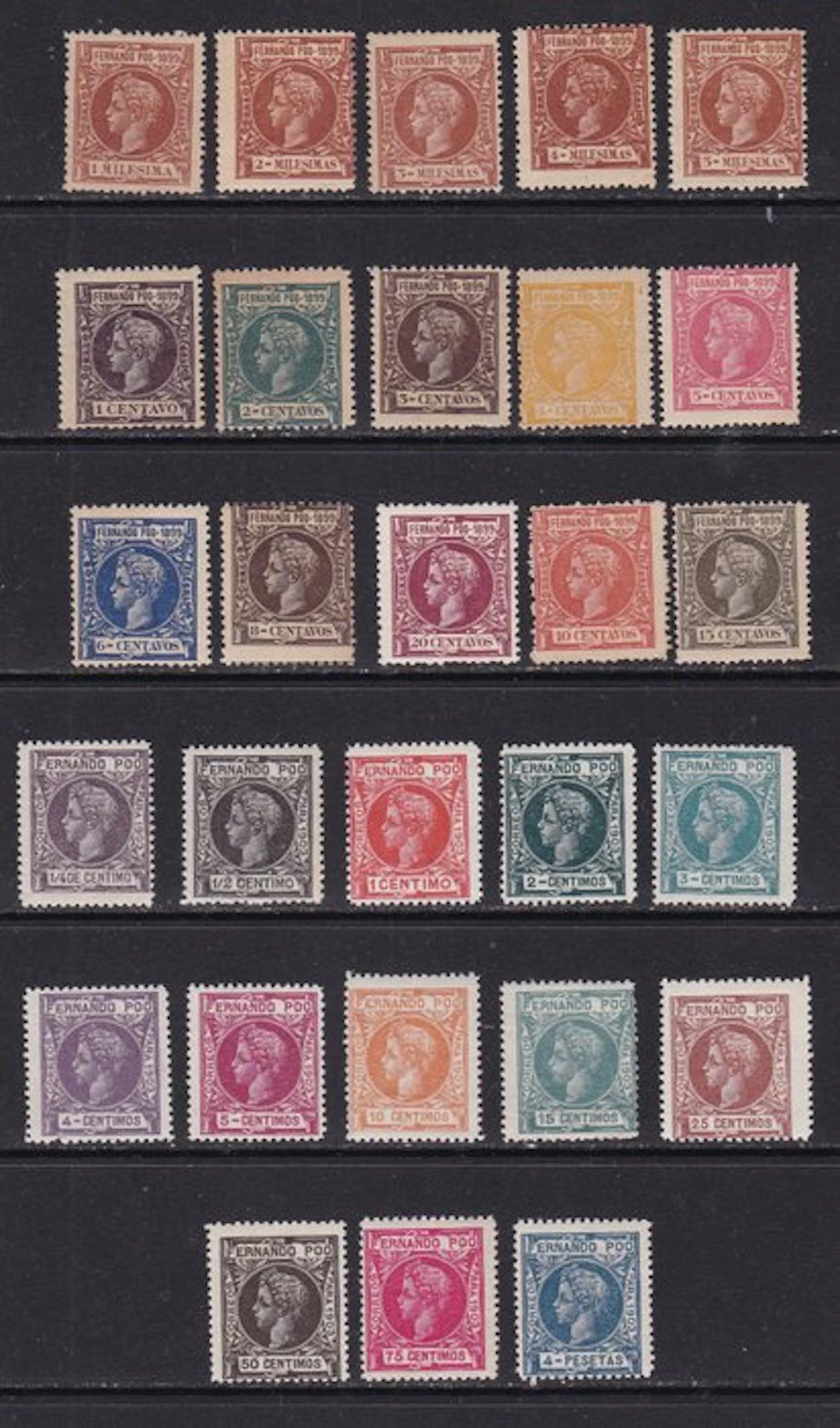 Fernando Poo 1899/1903 - Alfonso XIII - Incomplete series...