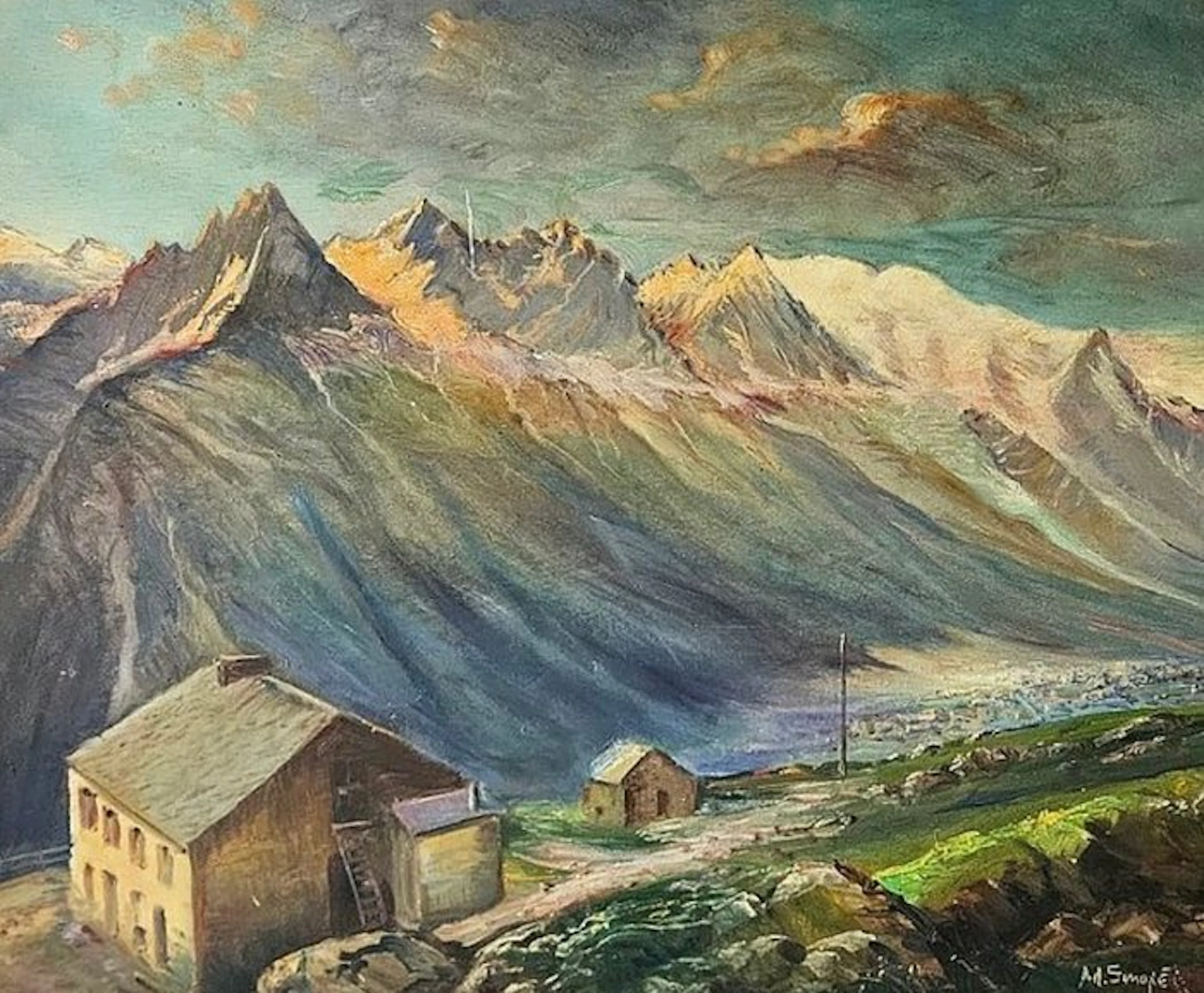 Attribué à Adrien Simoneton (1862-1949) - La chaîne du Mont-Blanc