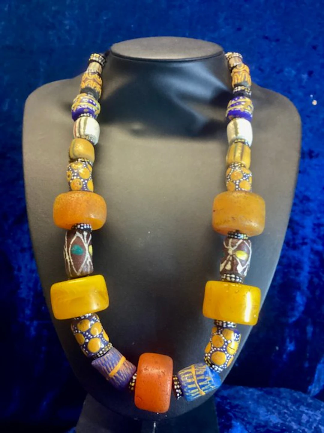 Millefiori / African Amber / Phenolic resin / Pearls - Bulul - Ghana - Murano