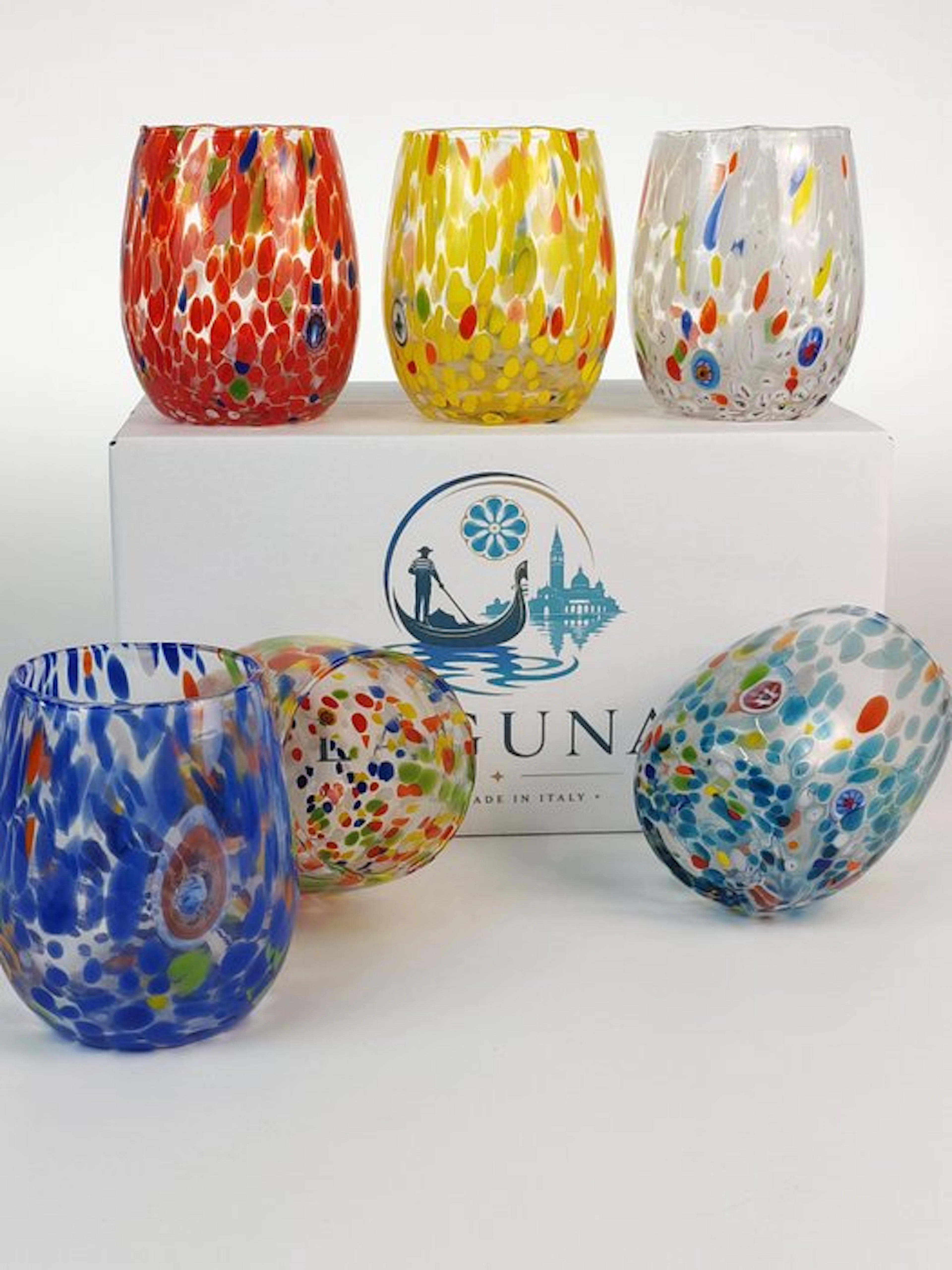 LAGUNA - Drinking service (6) - Murano glass - 6 BLOWN ARTISTIC GLASS