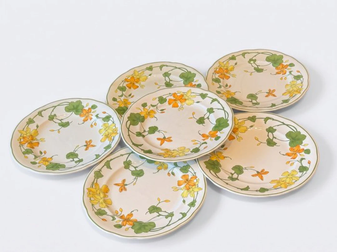 Villeroy & Boch - Dish (6) - Geranium - Porcelain - Geranium plates 27 cm