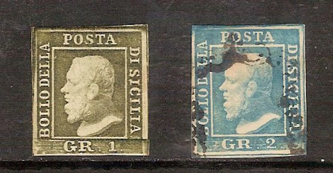 Italian Ancient States - Sicily 1859 - 1 new grain and 2 used grana