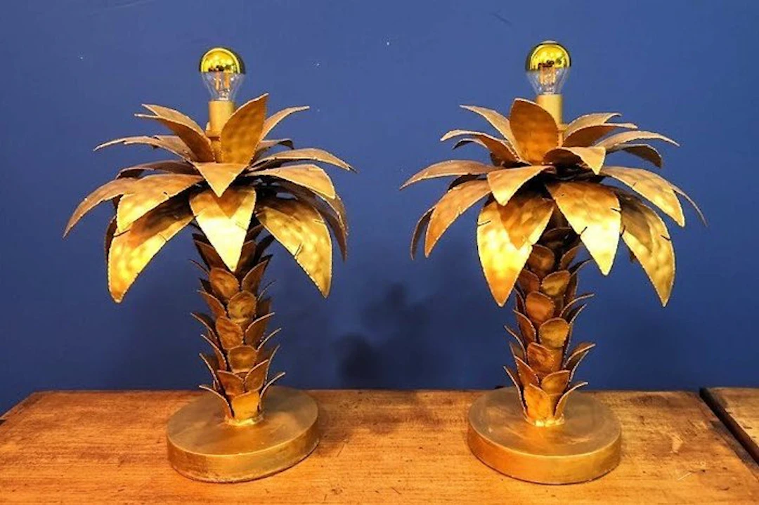 Lamp - gold metal - Palmier style Jansen