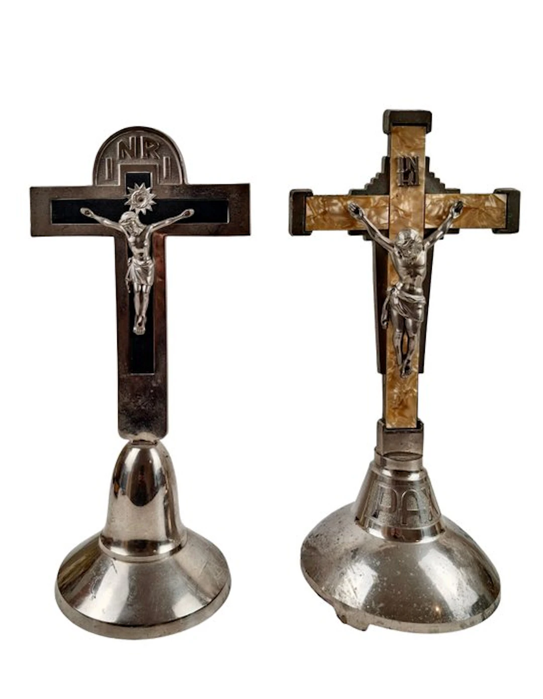 Cross (2) - Alloy, Silverplated - 1950-1960 - 34 cm