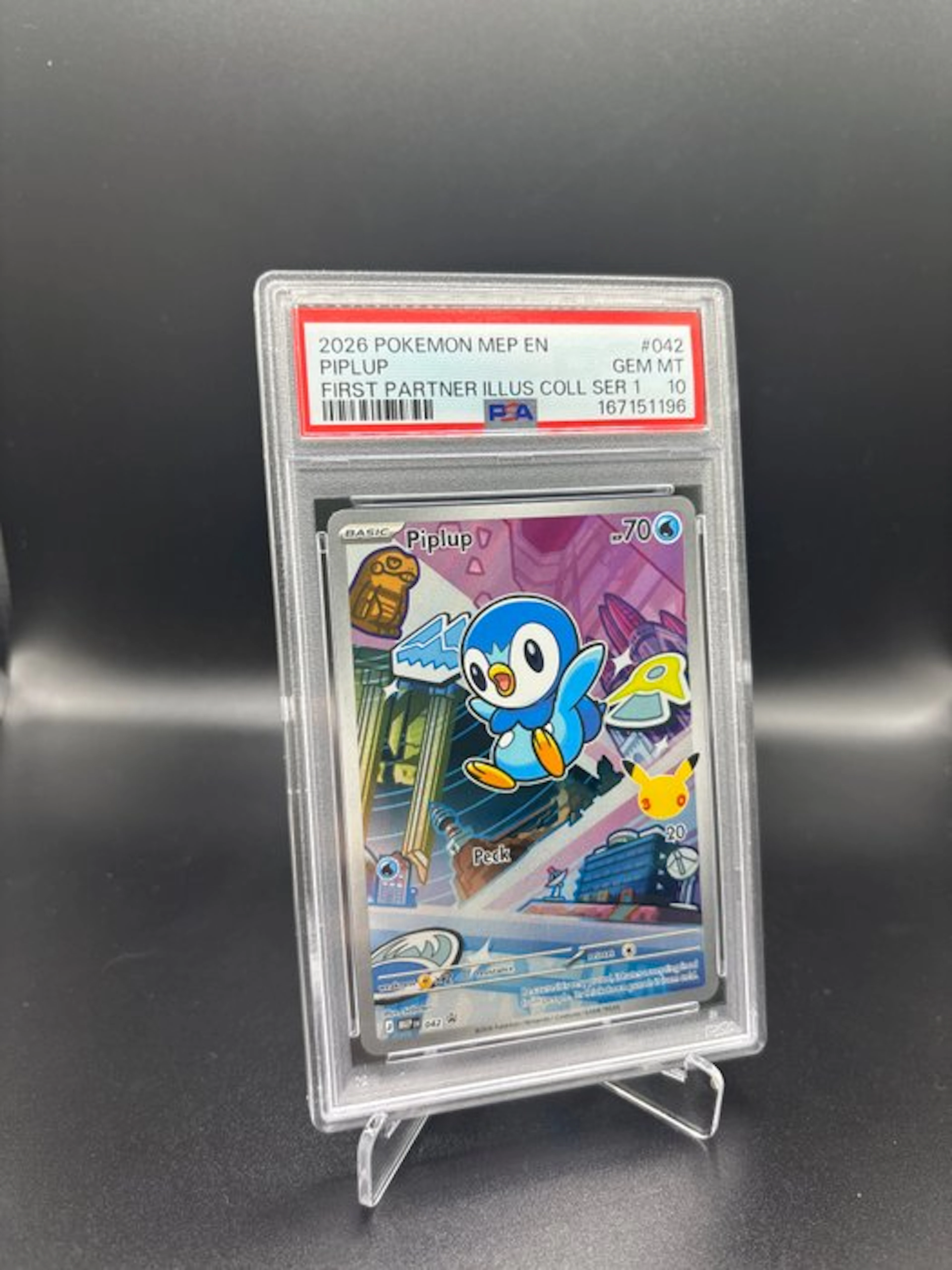 Pokémon - 1 Graded card - Piplup #042 First Partner Series 1 Full art - PSA 10