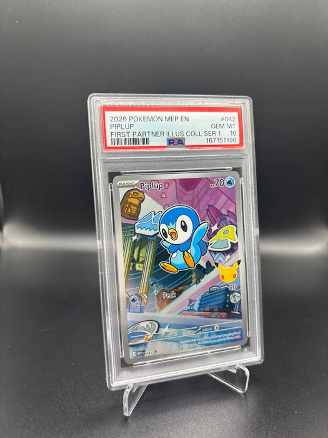 Pokémon - 1 Graded card - Piplup #042 First Partner Series 1 Full art - PSA 10