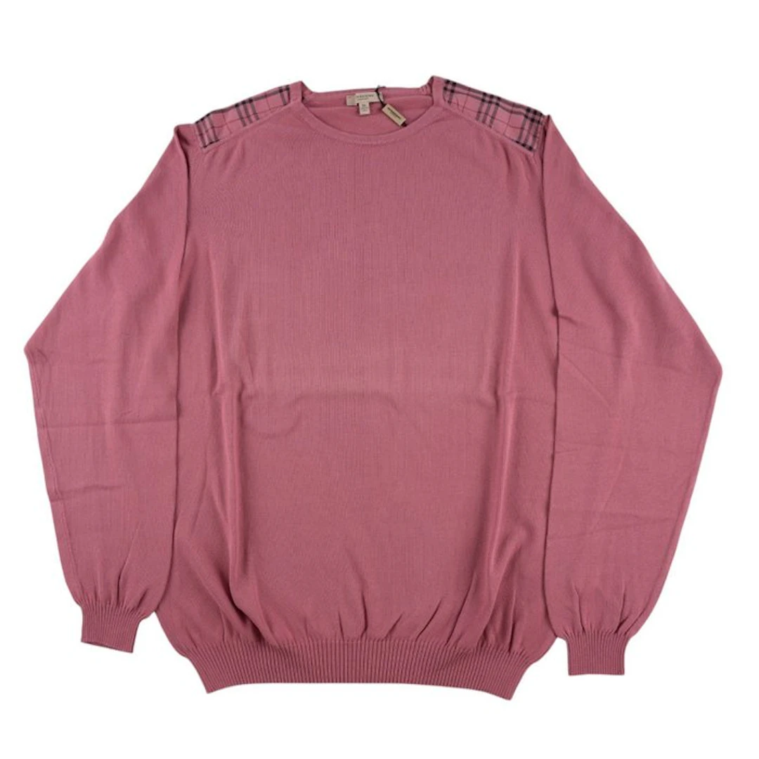 BURBERRY - Size XL - Old Pink Sweater Crewneck 100%...