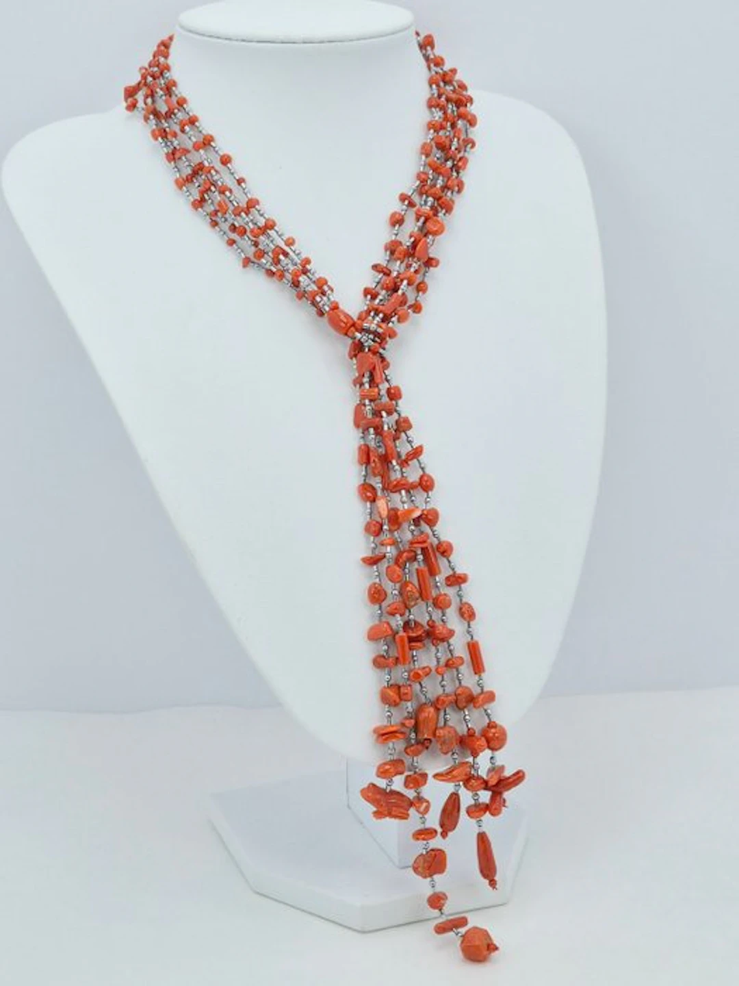 Blood Coral - Hematite - Necklace - CORALLO MEDITERRANEO