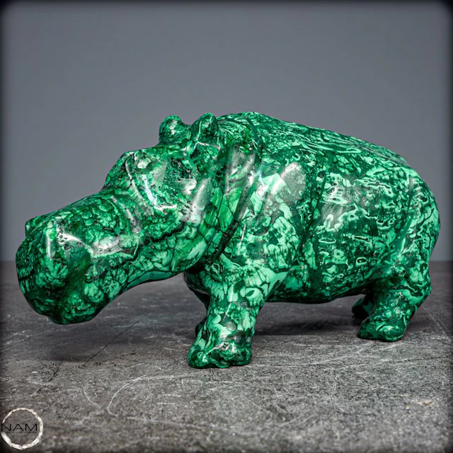 Very Decorative Natural Malachite Hippo- 982.76 g