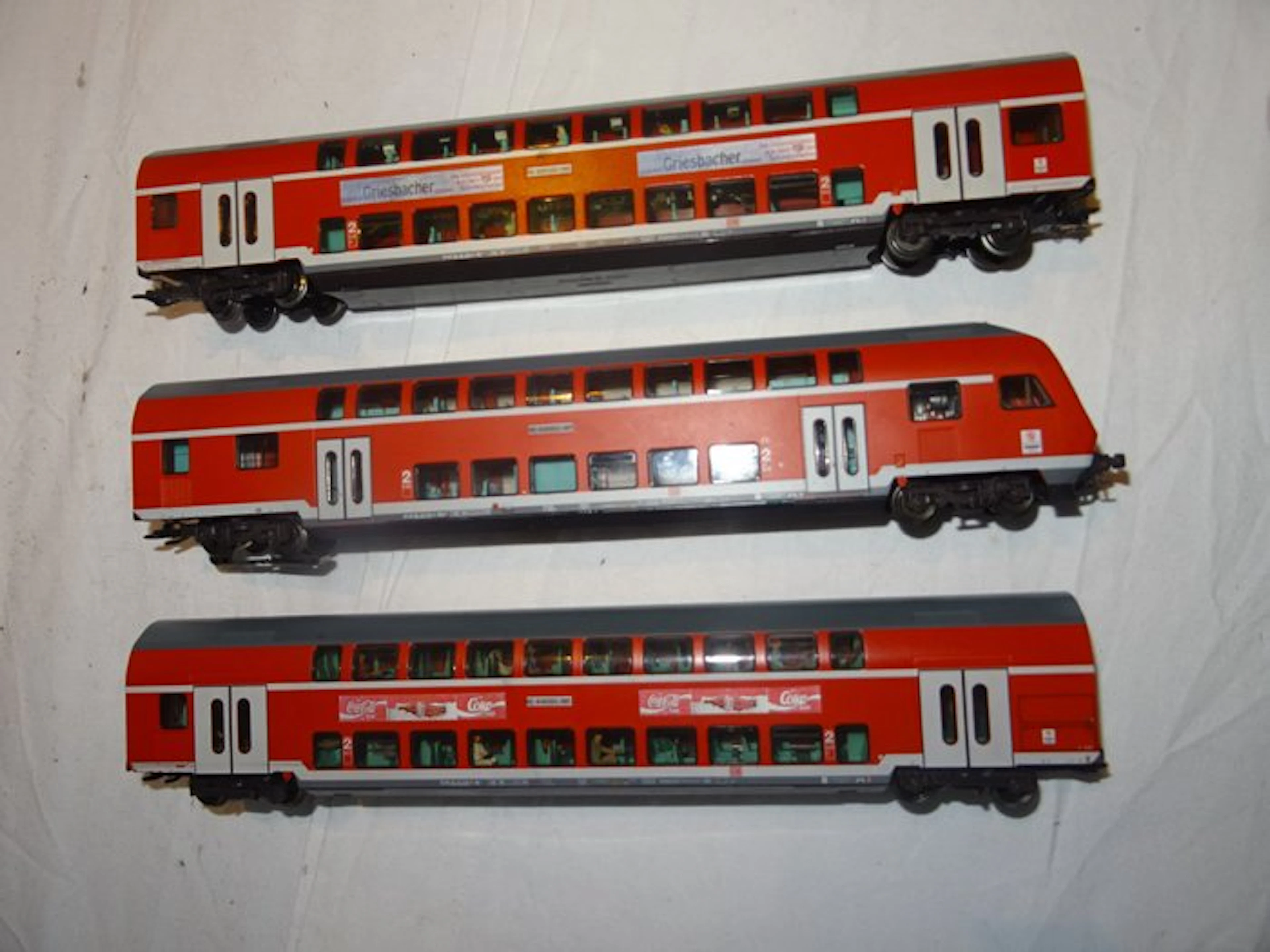 Märklin H0 - Model train passenger carriage (3) - 3 double-decker cars