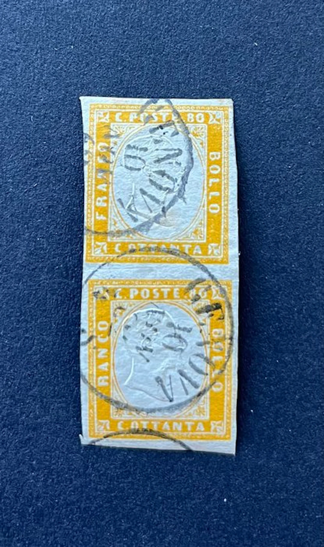 Italian Ancient States 1861 - Sardegna vertical pair 80 c