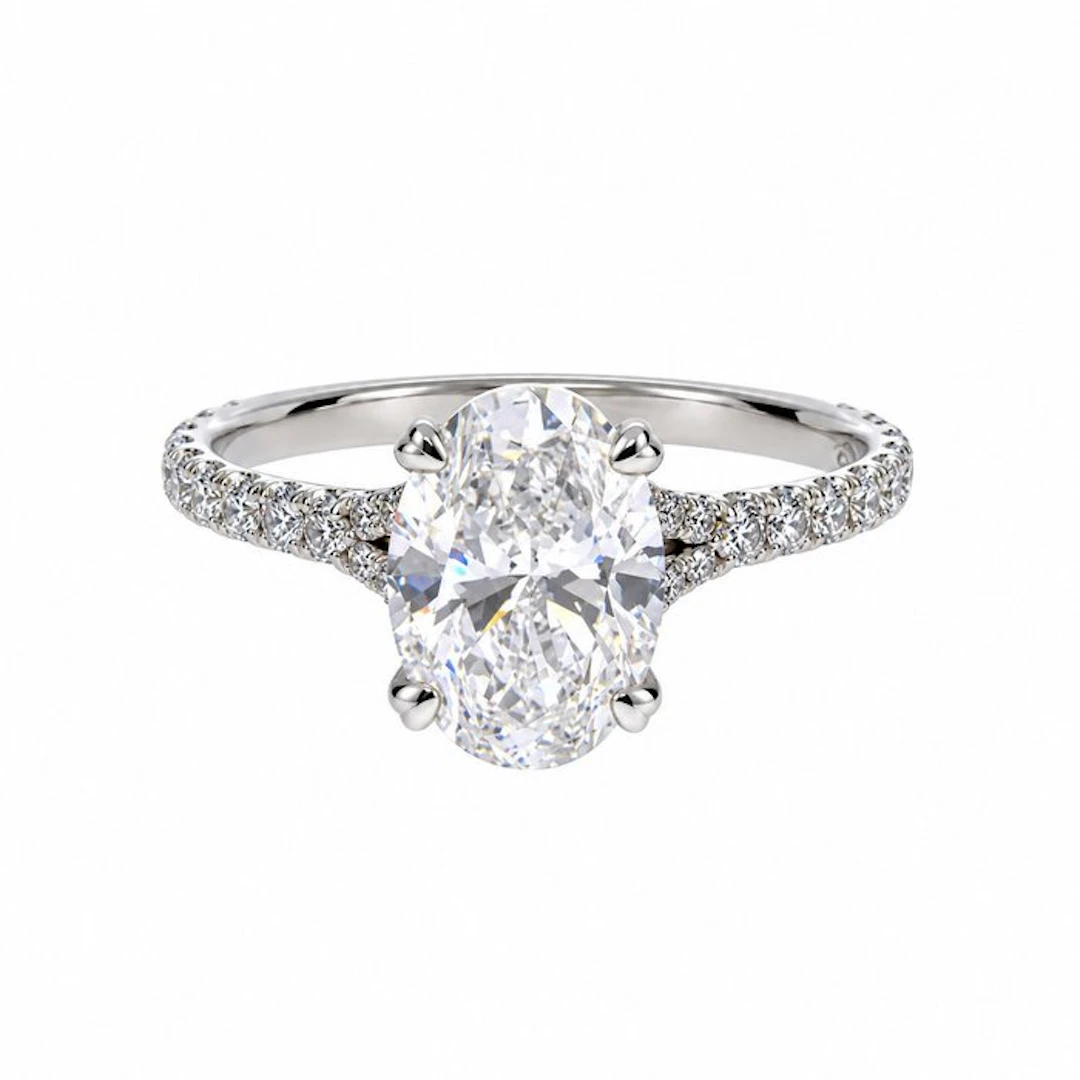Ring - 14 kt. White gold - 3.10ct. tw. Diamond (Lab-grown) - Diamond