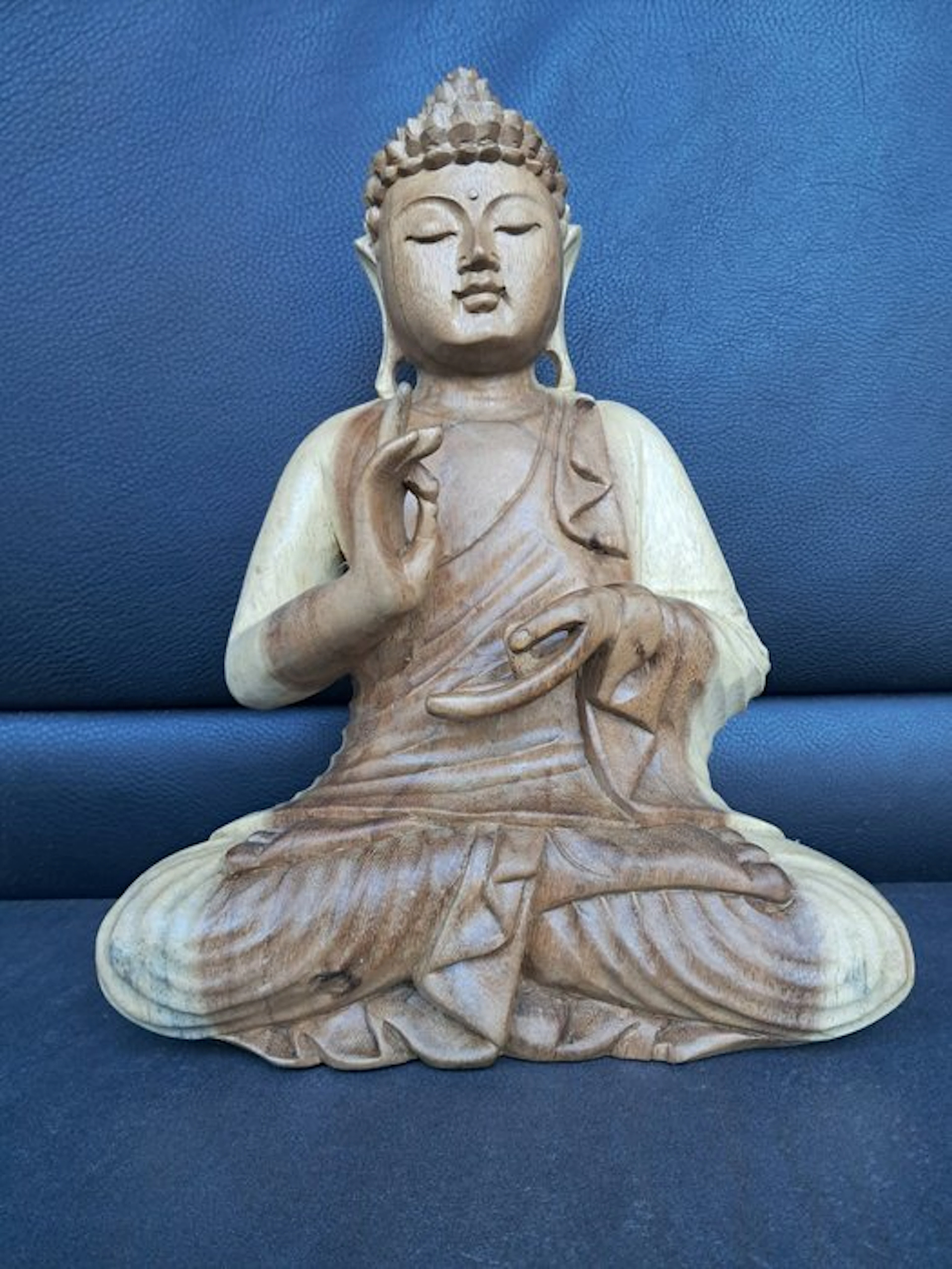 boudha en bois/Vitarka mudra/fait main - Sculpture...