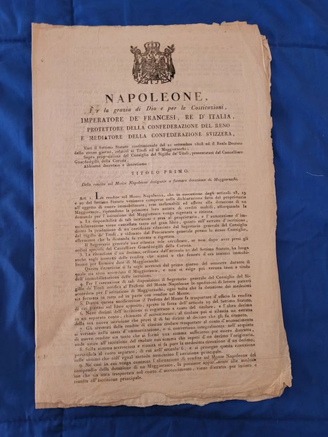 Document - napoleone - Decreto Napoleonico del 17 Agosto - 1810