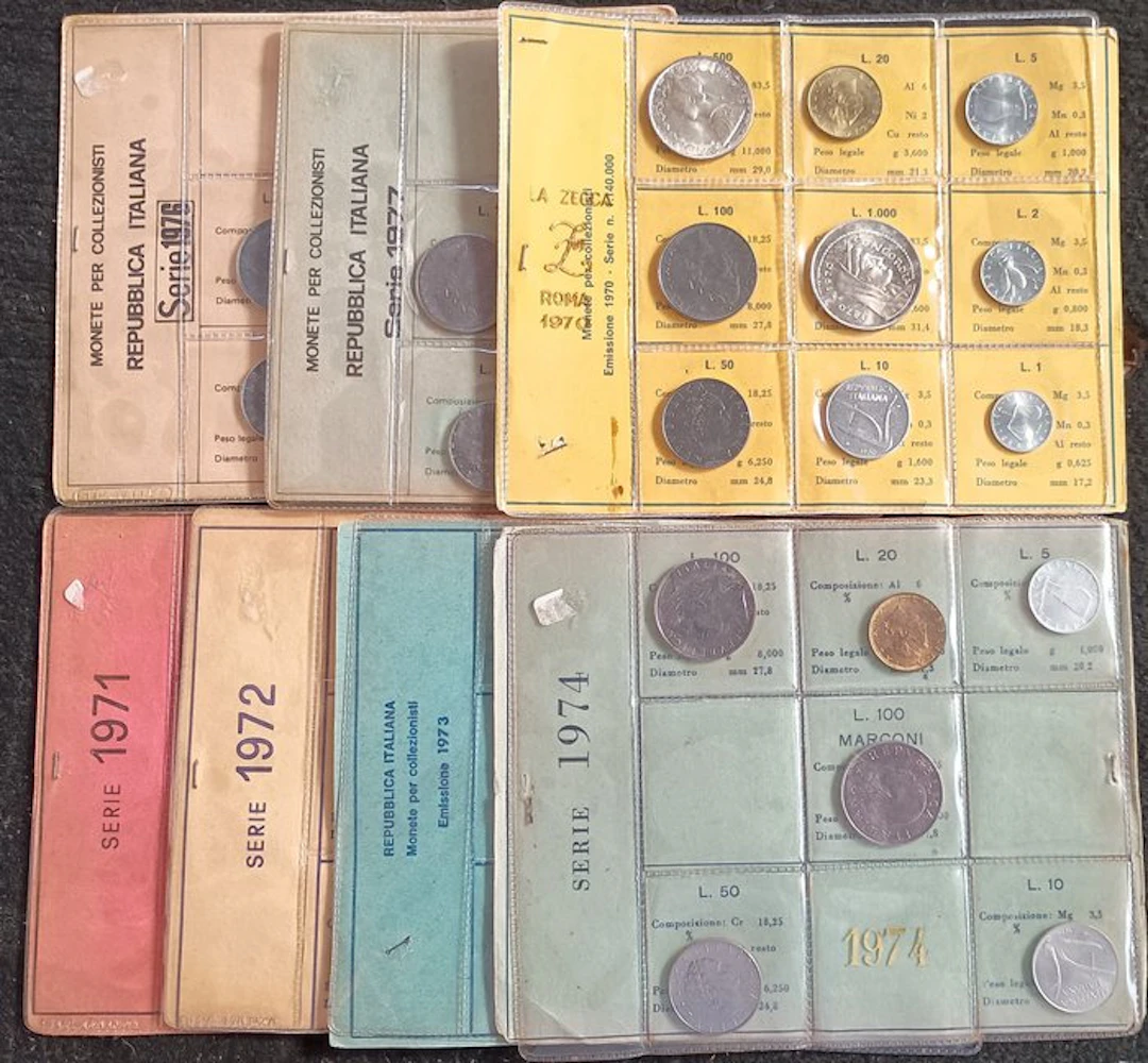 Italy. Serie divisionale 1971-1977 (7 set) - 1970 con 500...