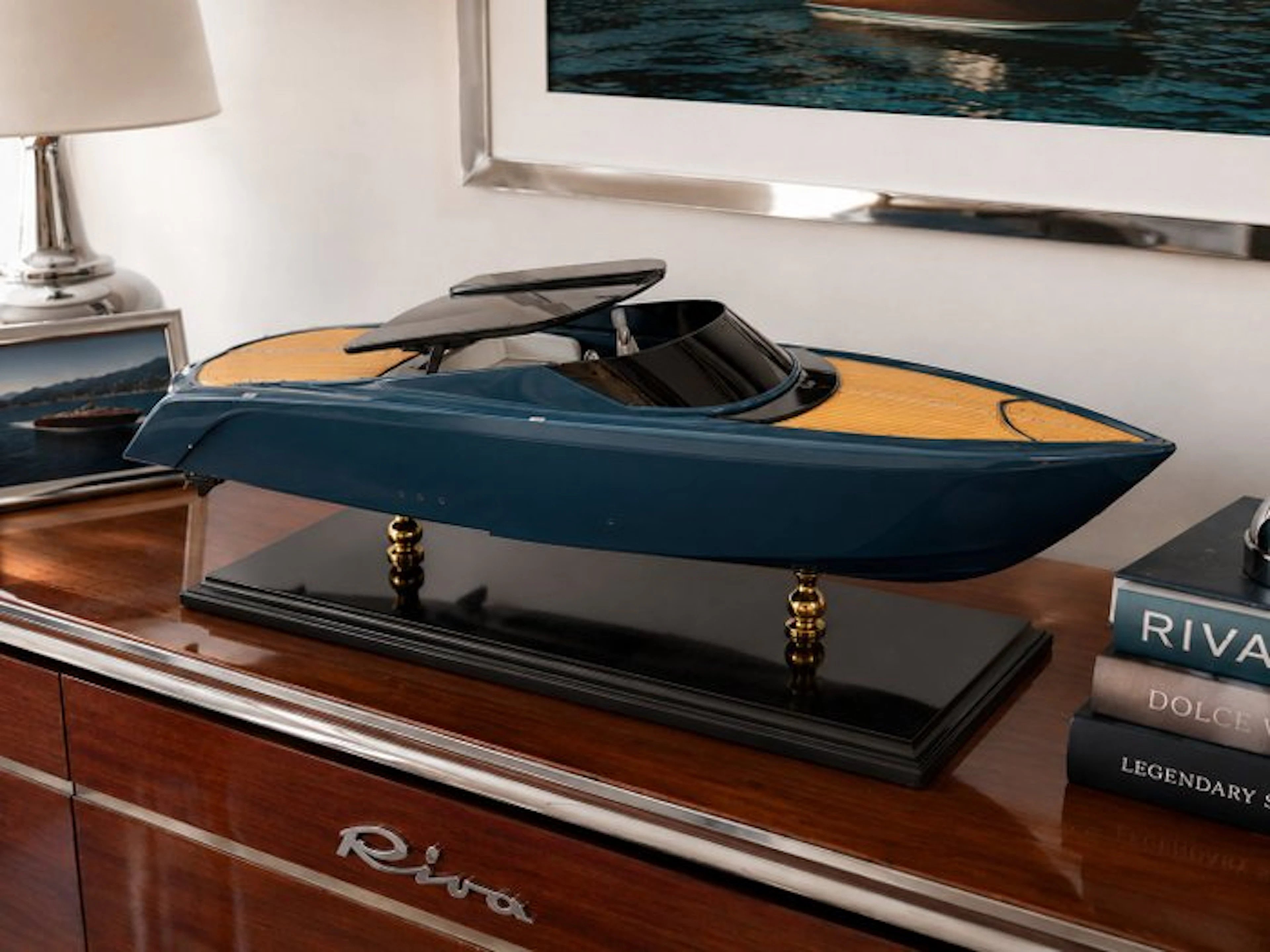 Aston Martin Yacht AM37 – Maquette de luxe en bois 70 cm...