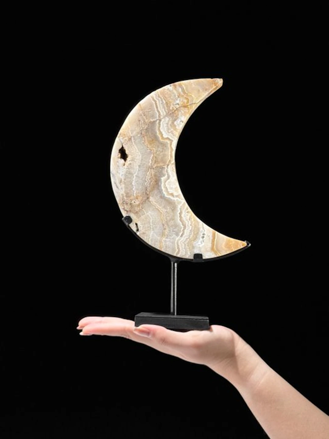 NO RESERVE PRICE - Wonderful Lace Agate- Crescent...