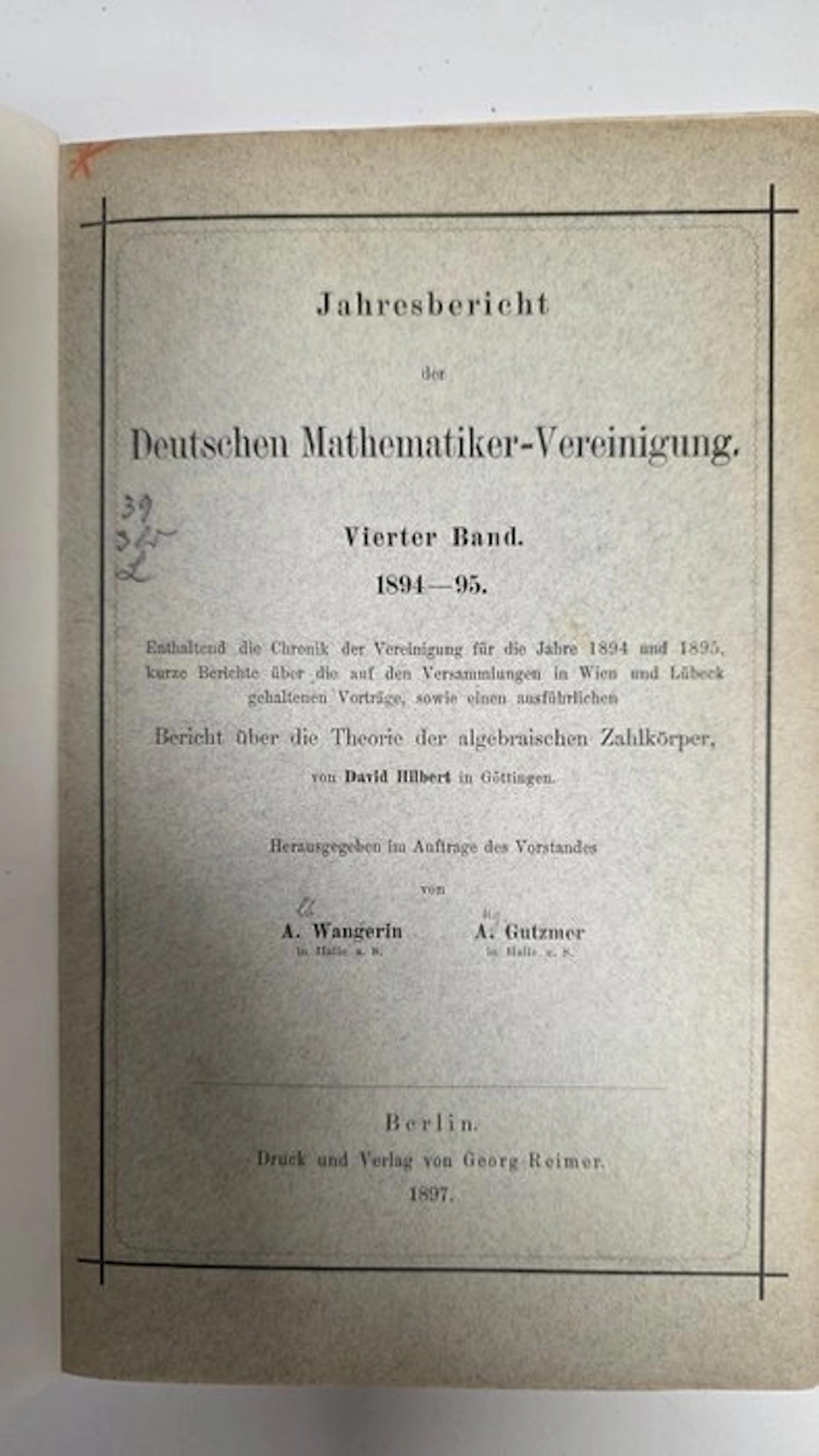 David Hilbert - Jahresbericht der Deutschen Mathematiker-Vereinigung - 1897