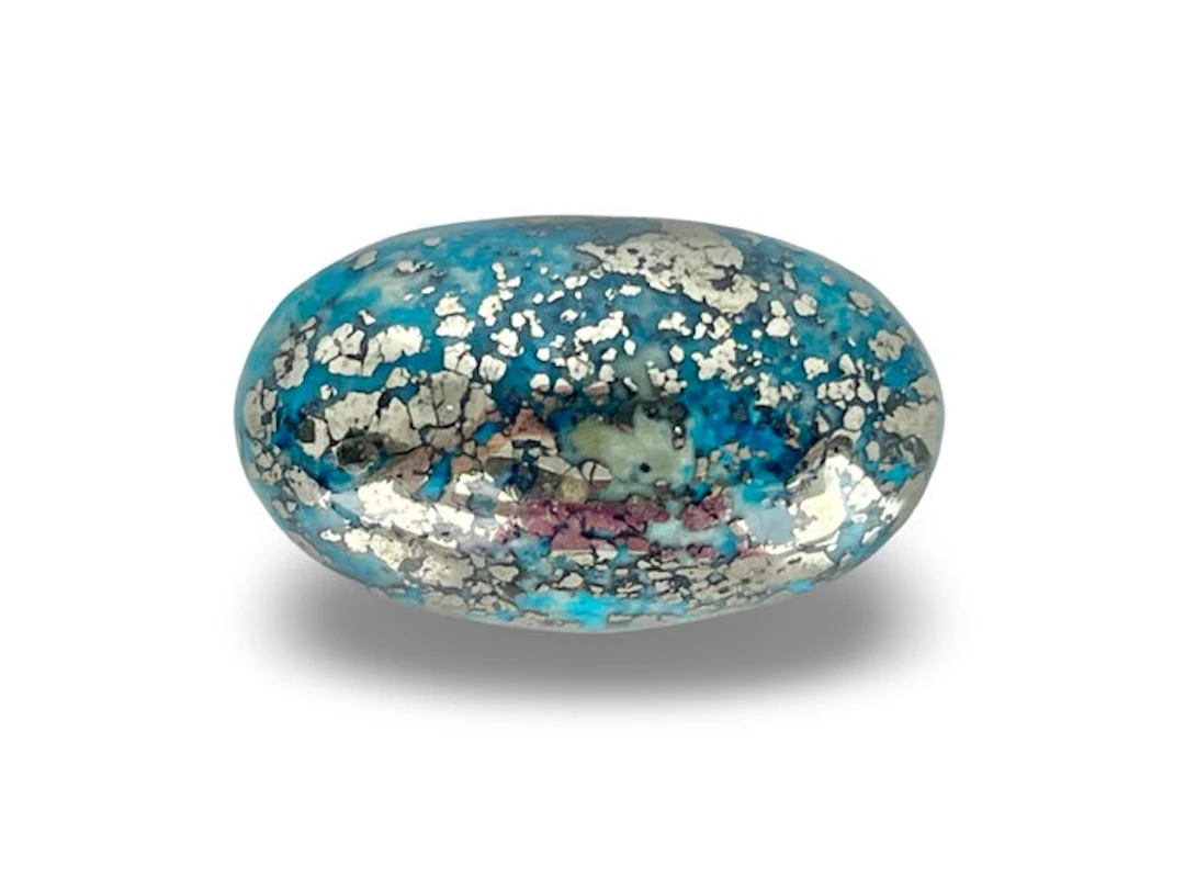 Nischapur turquoise with pyrite - 62.75 ct Cabochon- 12.55 g