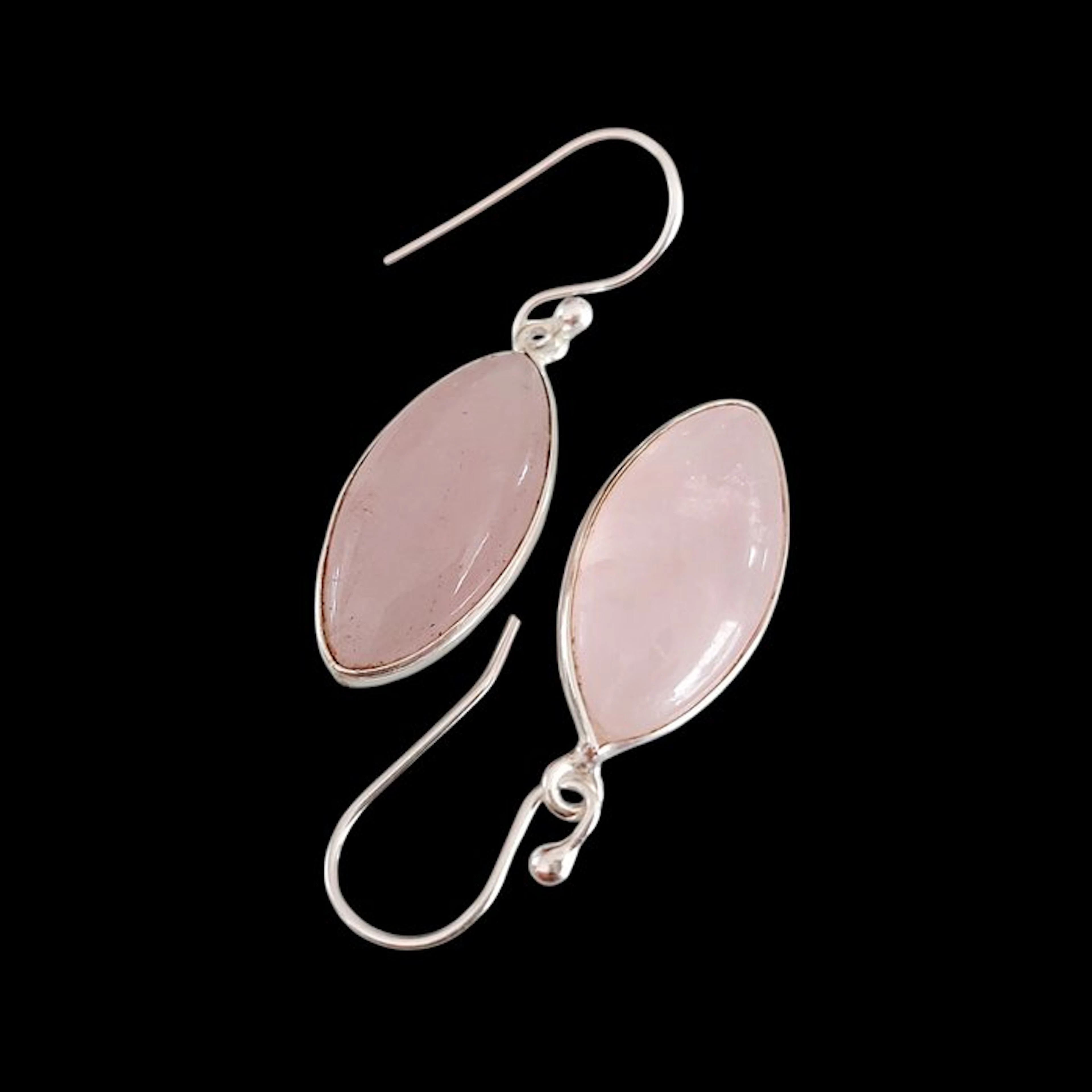 Rose quartz earrings of fine quality