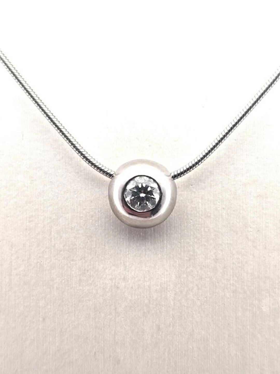 Necklace with pendant - 18 kt. White gold Diamond (Natural)