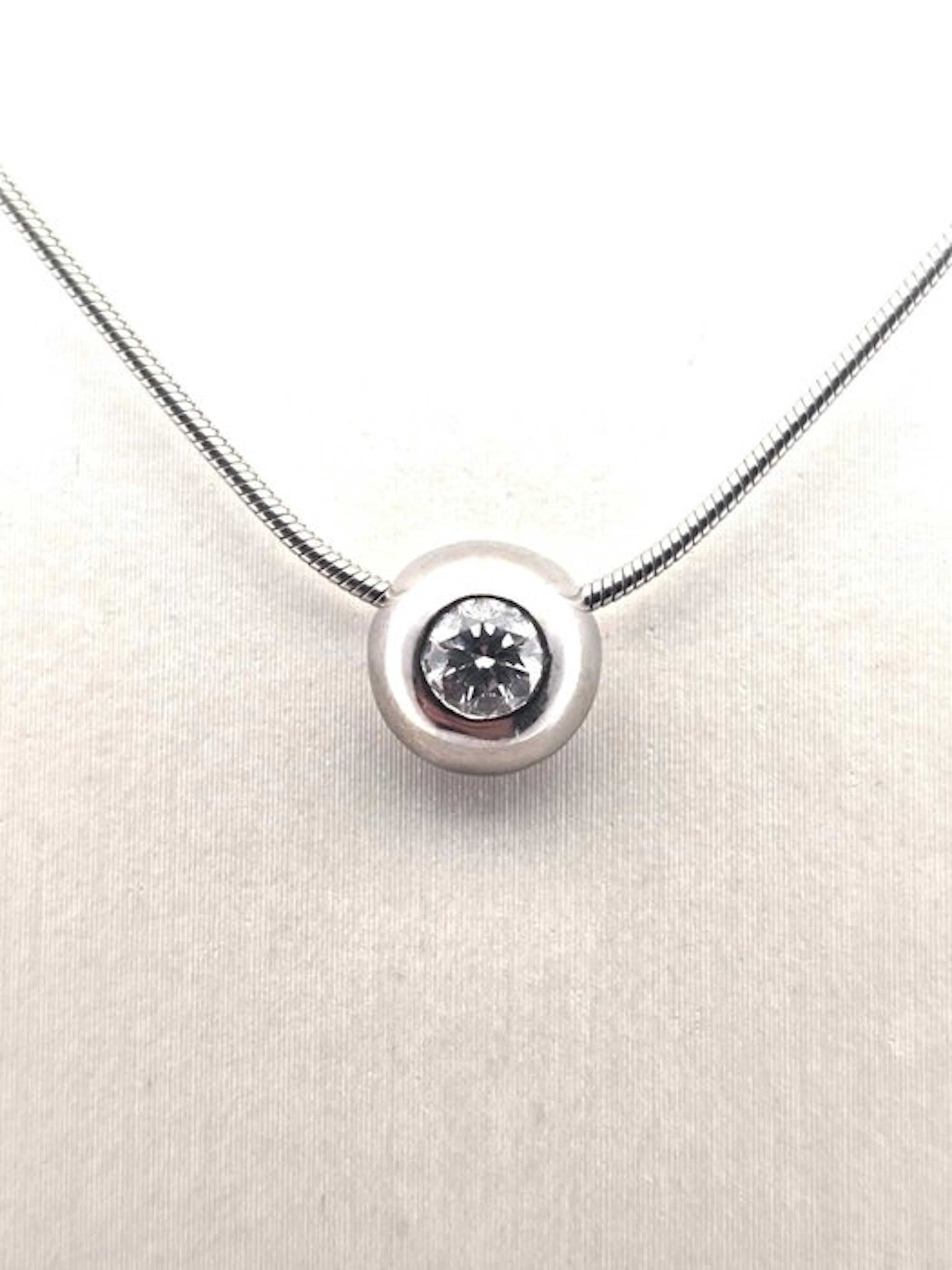 Necklace with pendant - 18 kt. White gold Diamond (Natural)