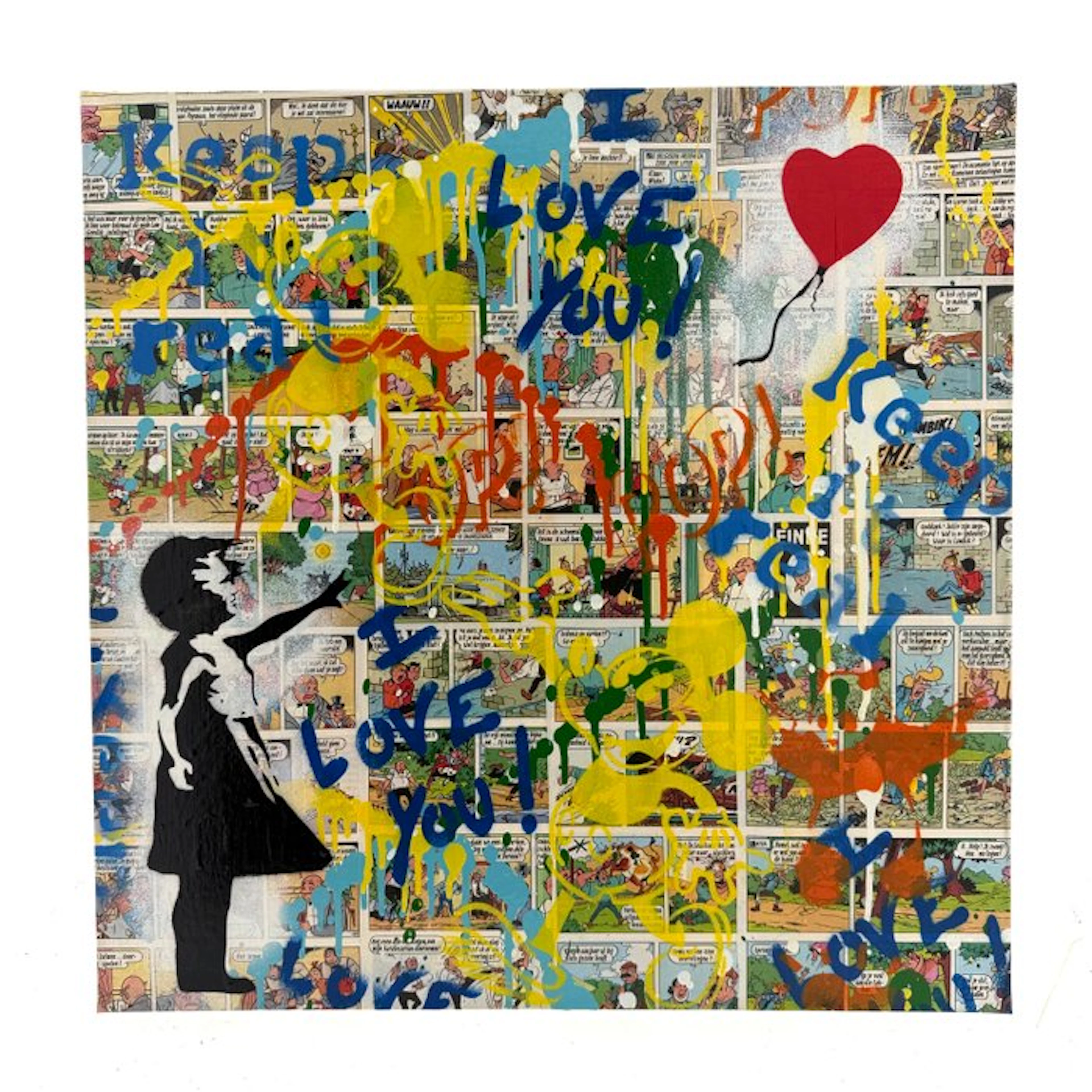 Koen Betjes (1992) - Banksy’s Balloon Girl x Mickey Mouse x Comics (canvas)