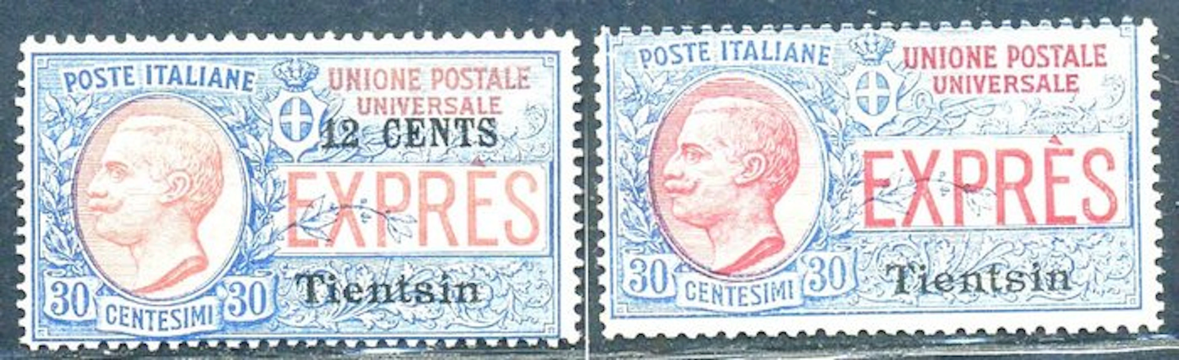 China - Italian post offices 1919 - Tientsin, two values expressed - E1/2