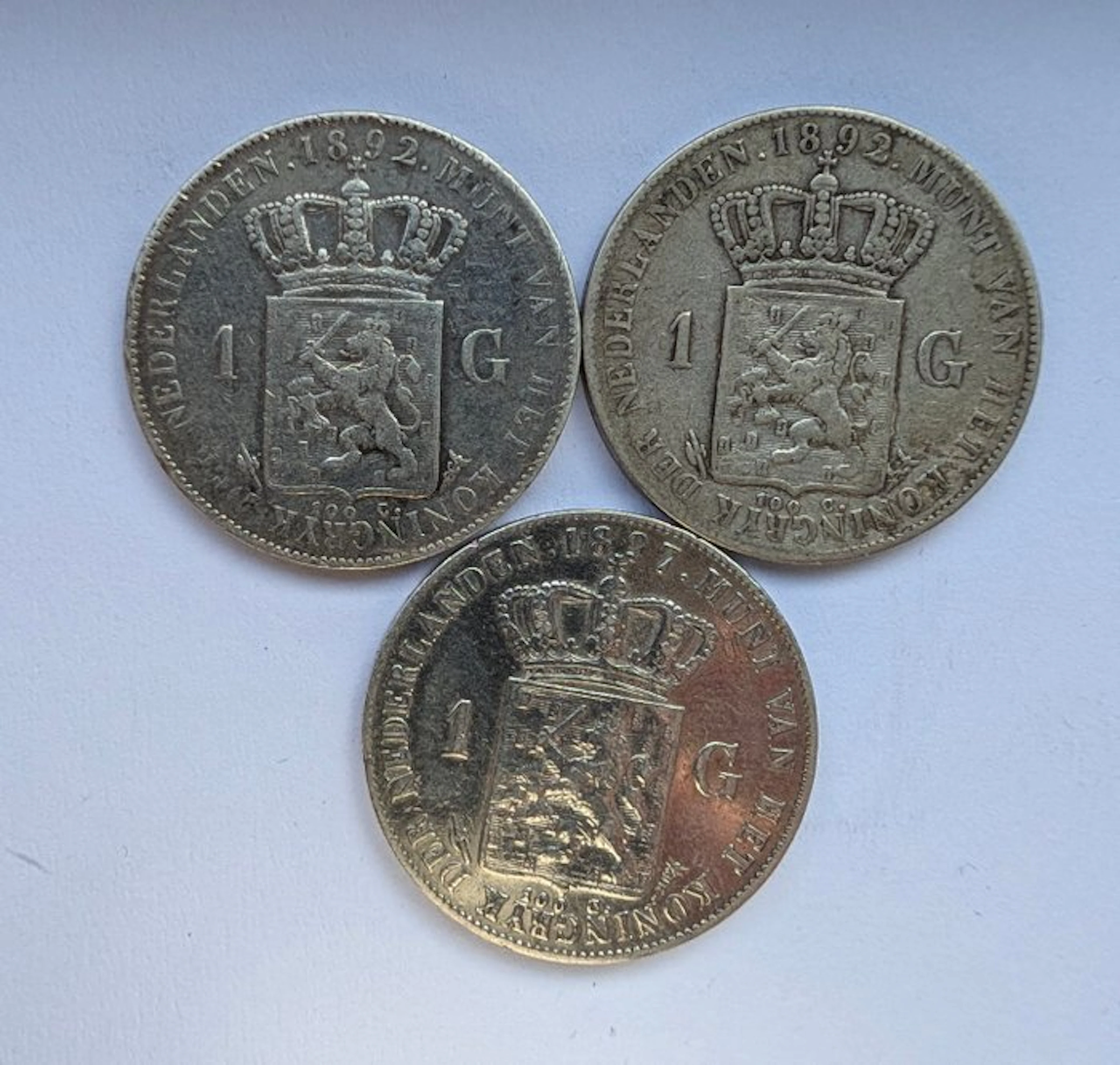 The Netherlands. Wilhelmina. 1 Gulden 2x 1892+1897 (No reserve price)
